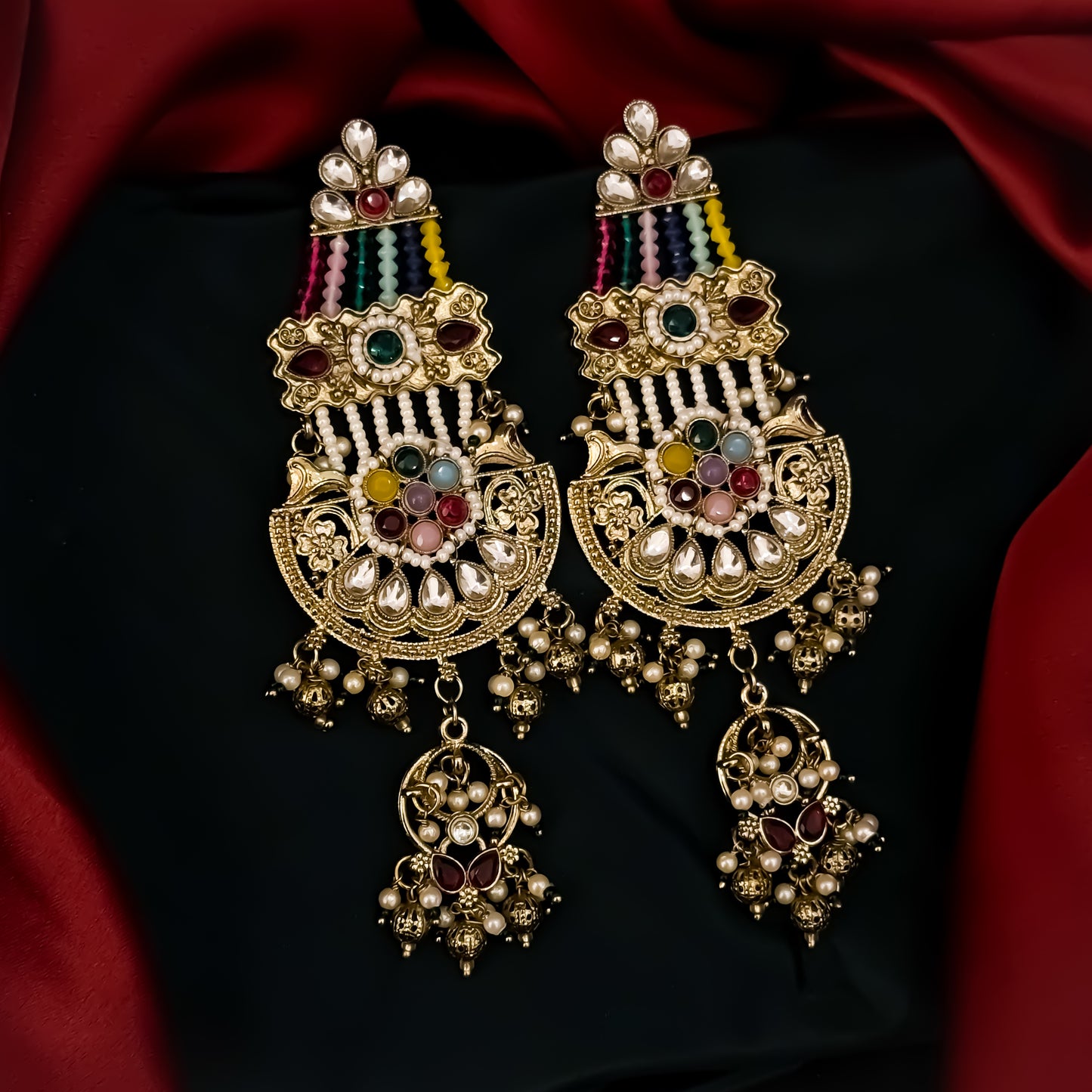 Raaj Rani Fusion Chandbali Earrings - Multi
