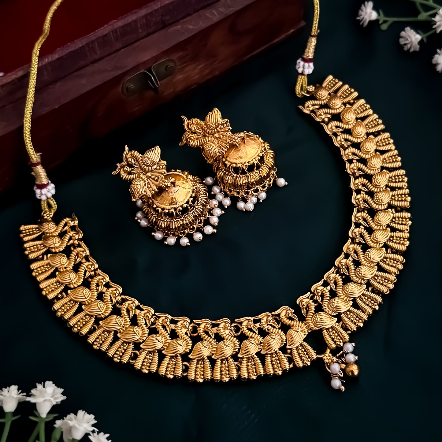 Priyati Peacock Temple Necklace Set
