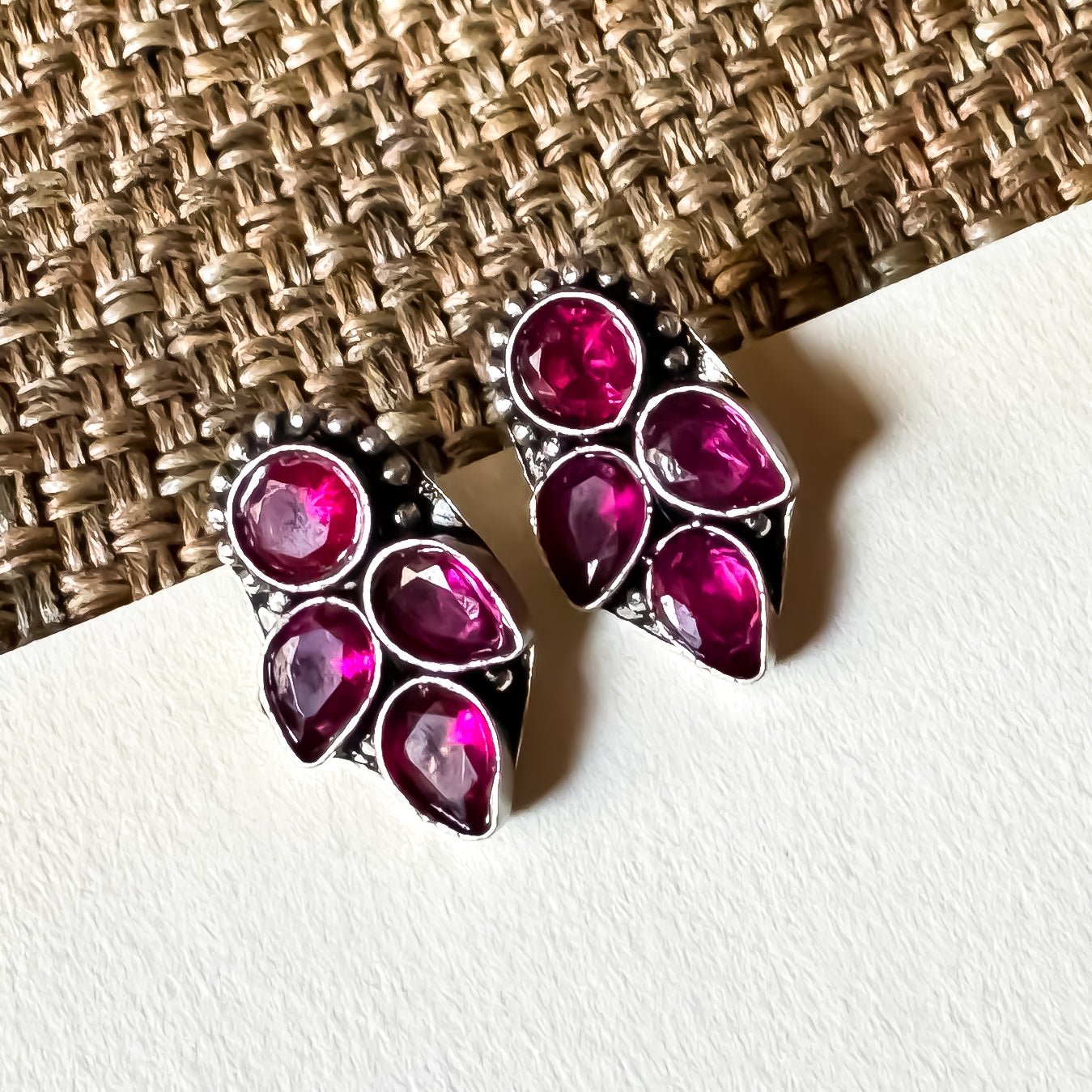Suchitra Brass Stud Earrings - Purple