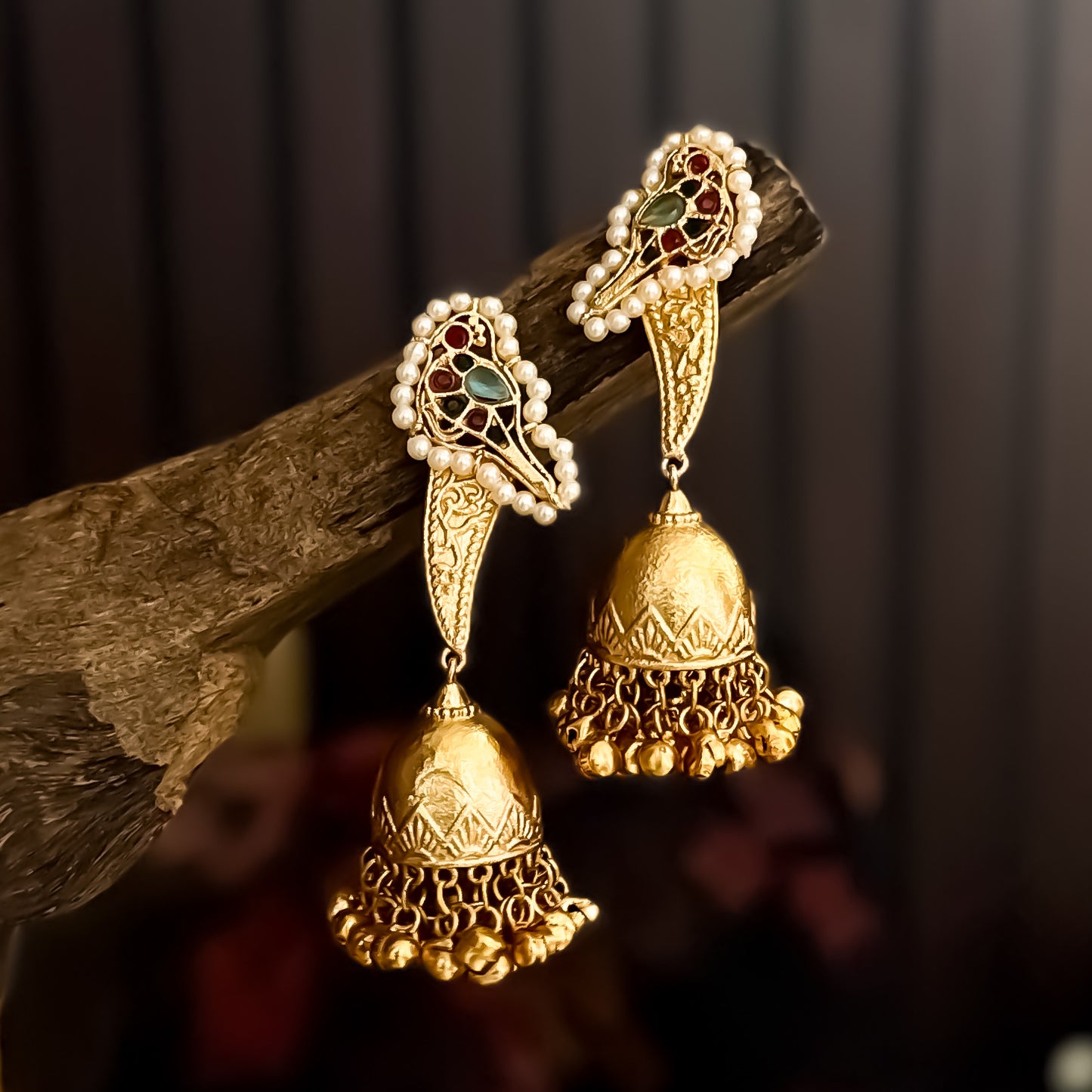 Divira Kashmiri Brass Dejhoor Jhumka Ghungroo Earrings - Multi