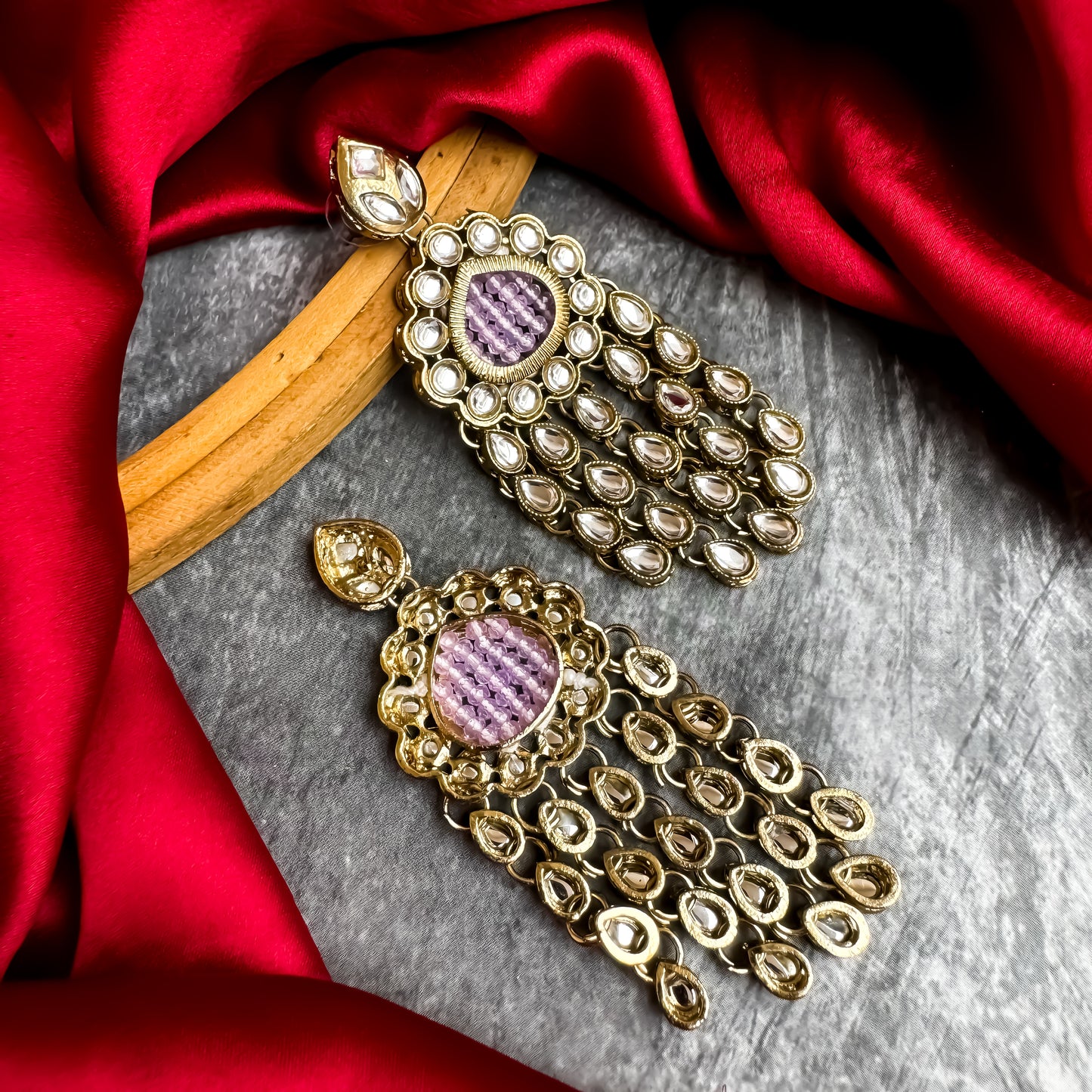 Darshana Chandbali Earrings- Lavender