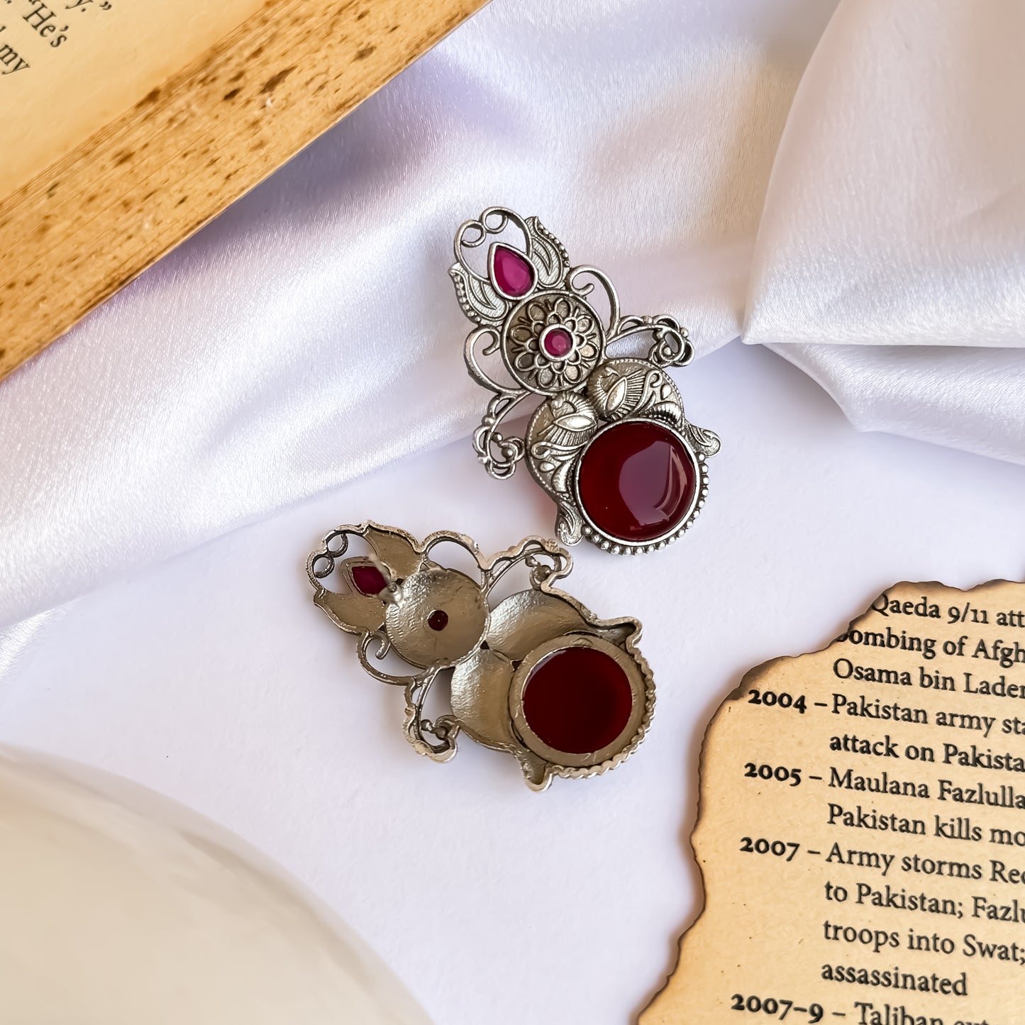 Hania Monalisa SLA Brass Earrings - Maroon
