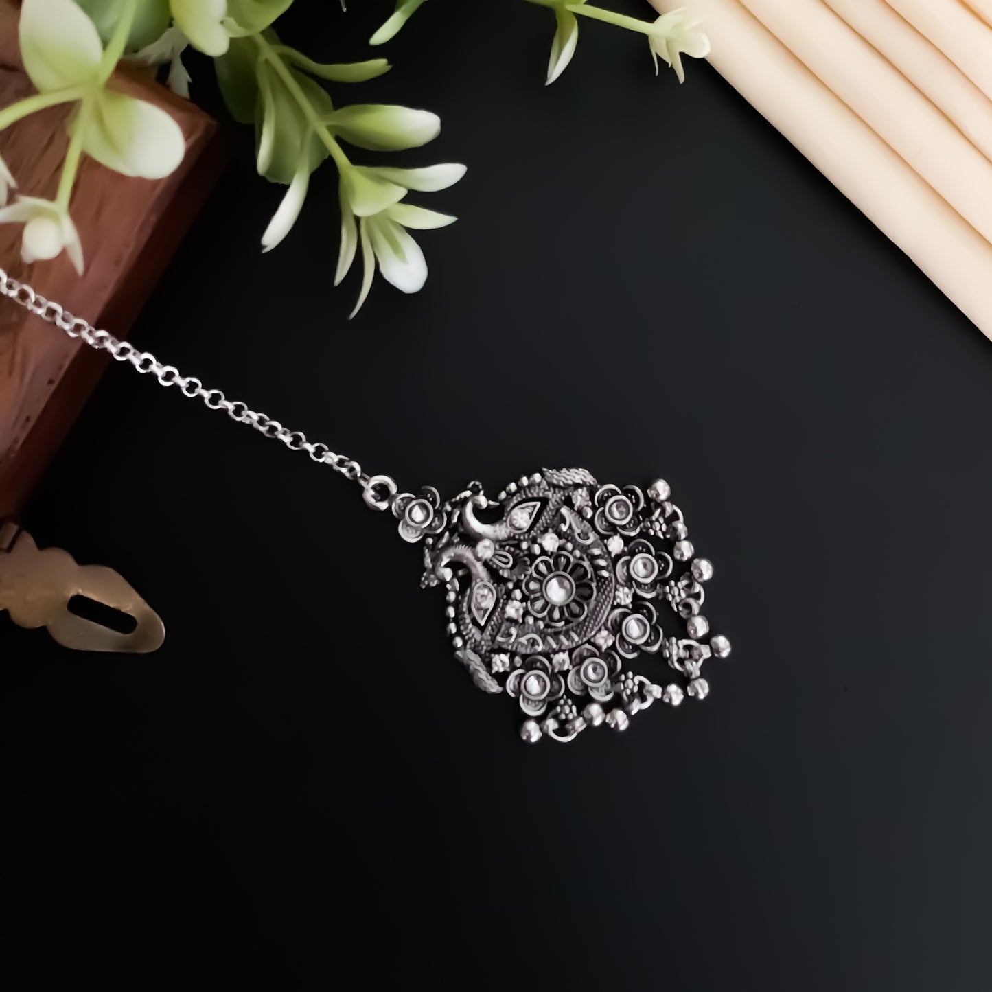 Meenal Silver Maang Teeka