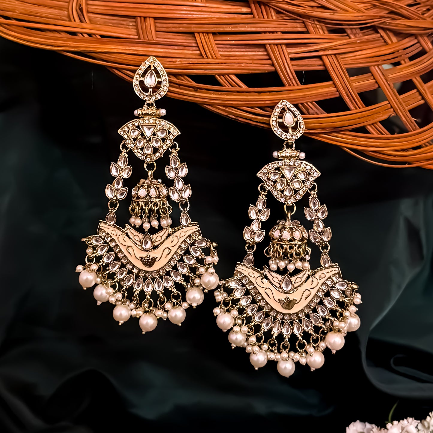 Rangat Jhumka Chandbali Earrings - Golden/Ivory