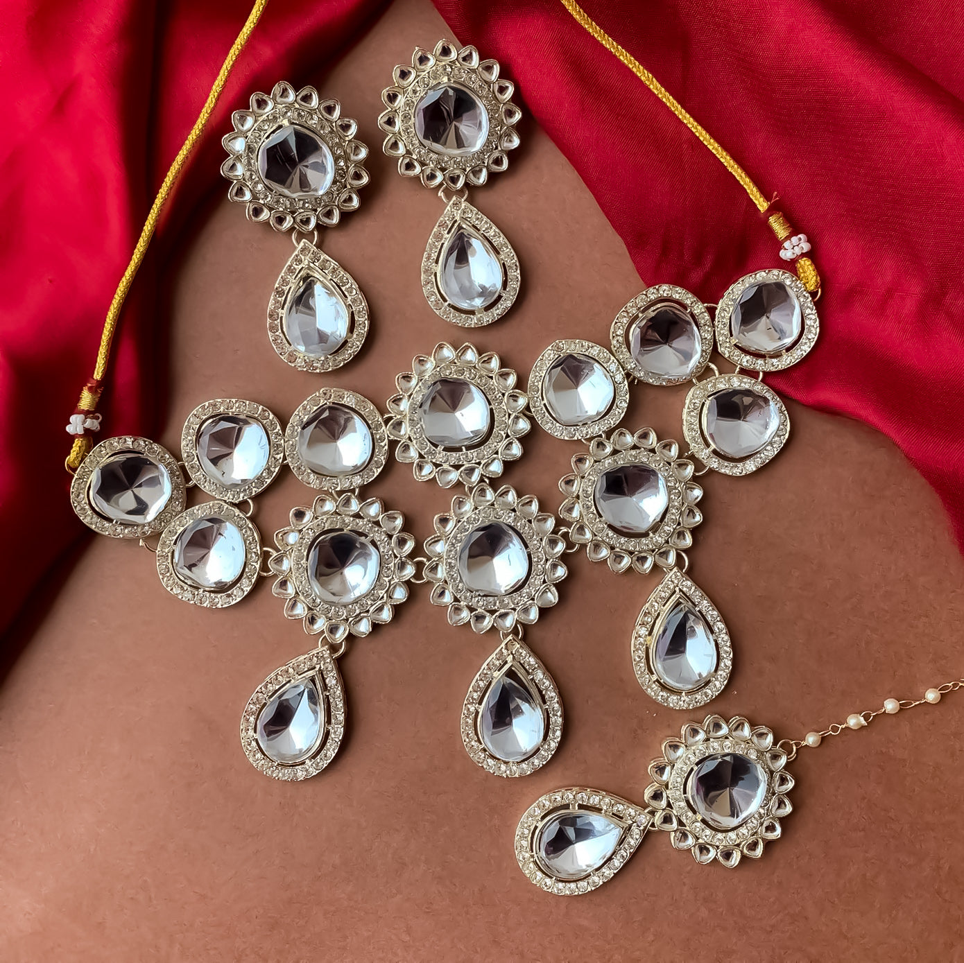 Piyali Royal Choker Necklace Set with Earrings & Tika