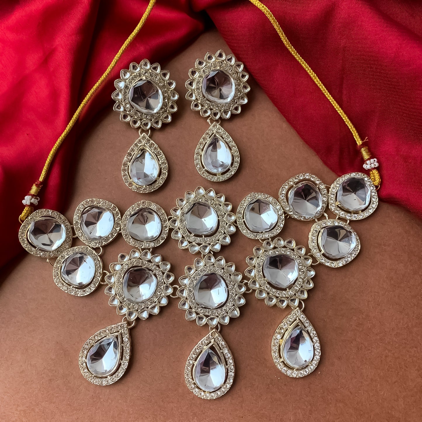 Piyali Royal Choker Necklace Set with Earrings & Tika