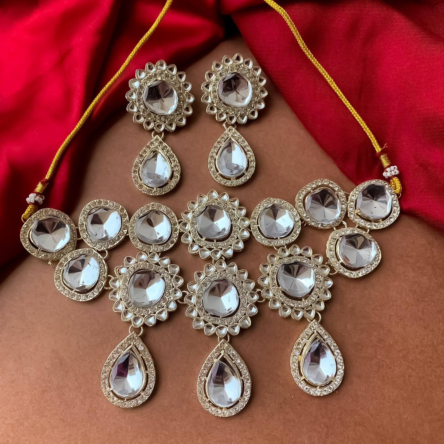 Piyali Royal Choker Necklace Set with Earrings & Tika