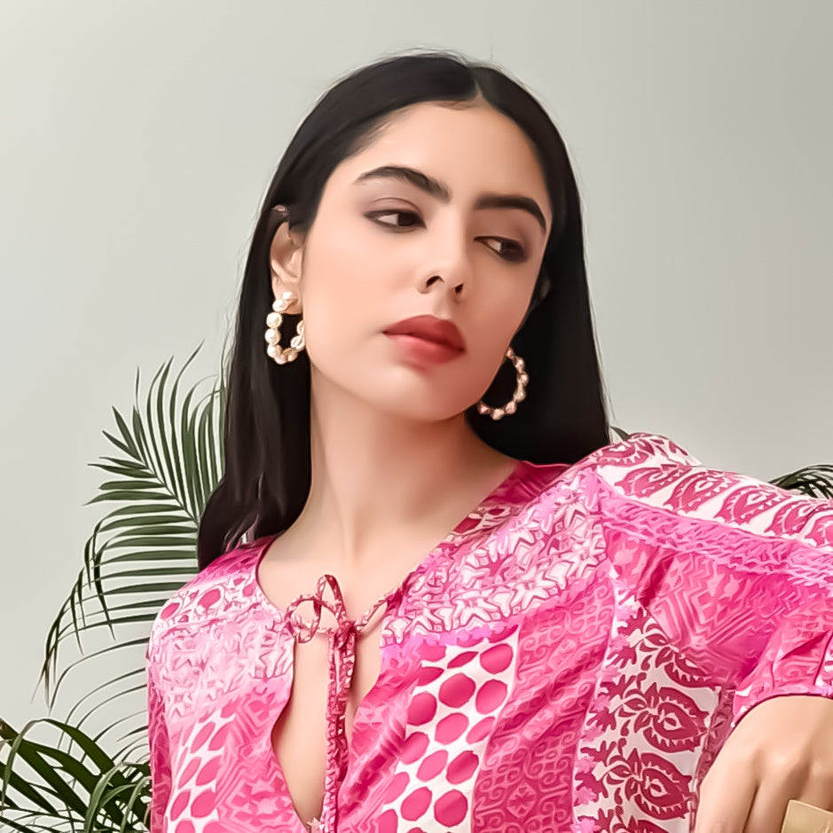 Clara Semi Hoop Statement Stud Earrings