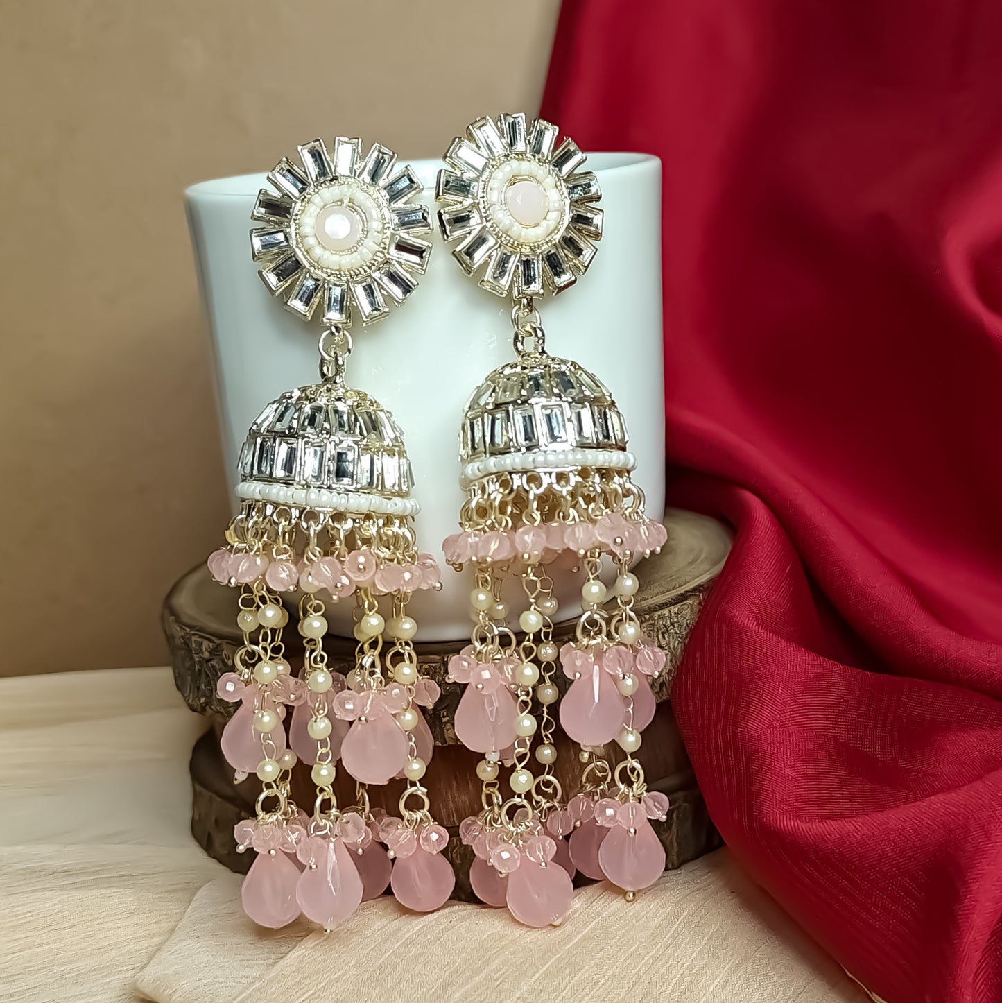 Jhoomar Jhumka Earrings - Blush Pink