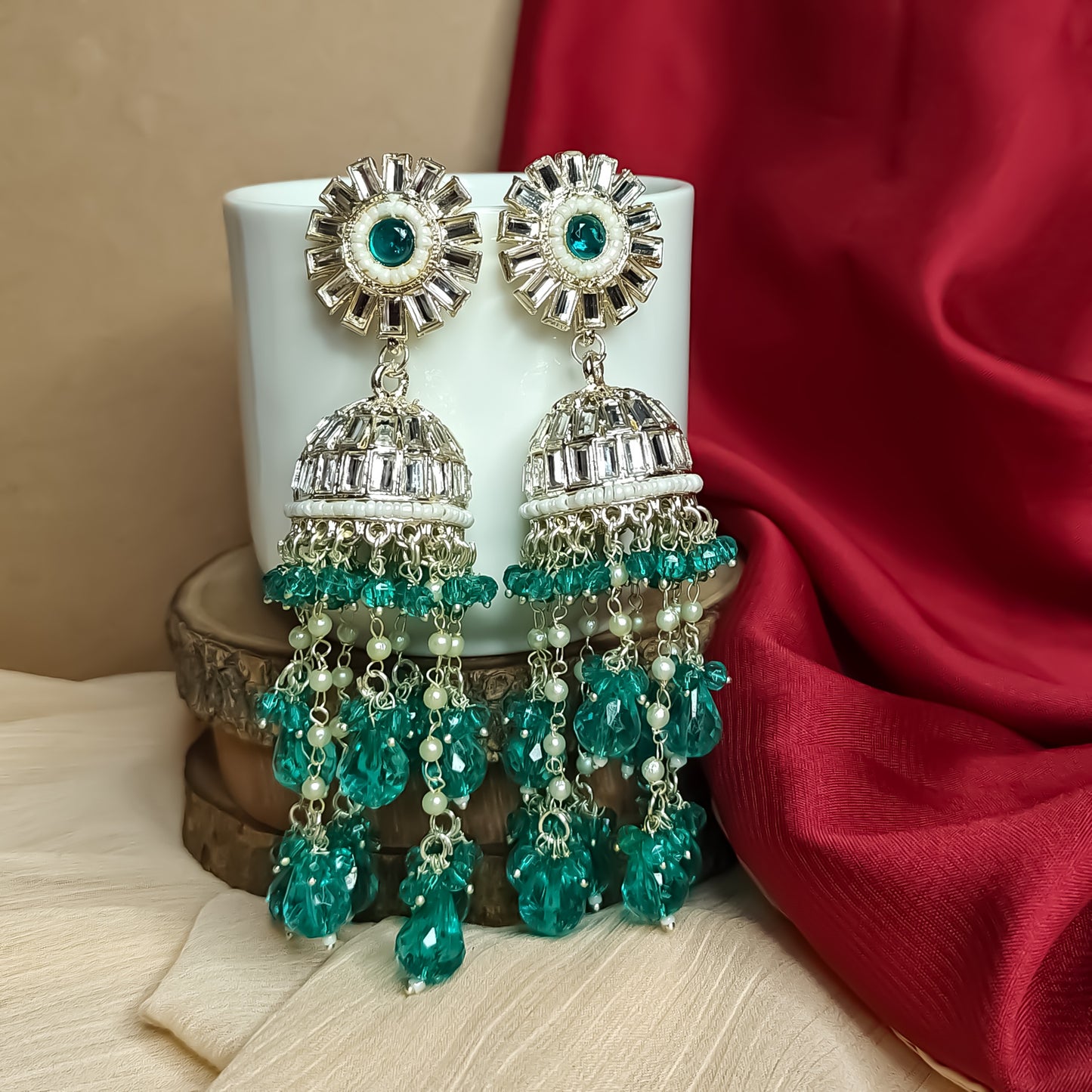 Jhoomar Jhumka Earrings - Firozi