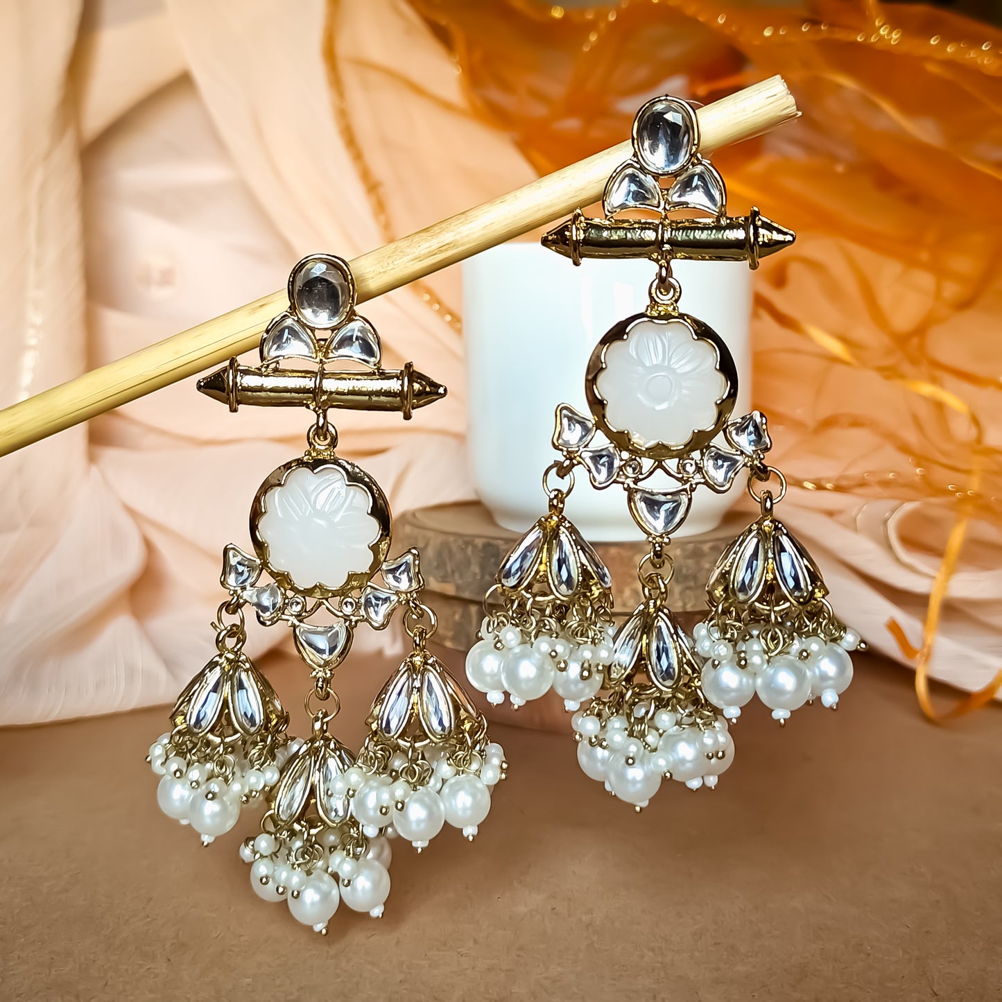 Sayani Chandbali Jhumka Earrings Golden