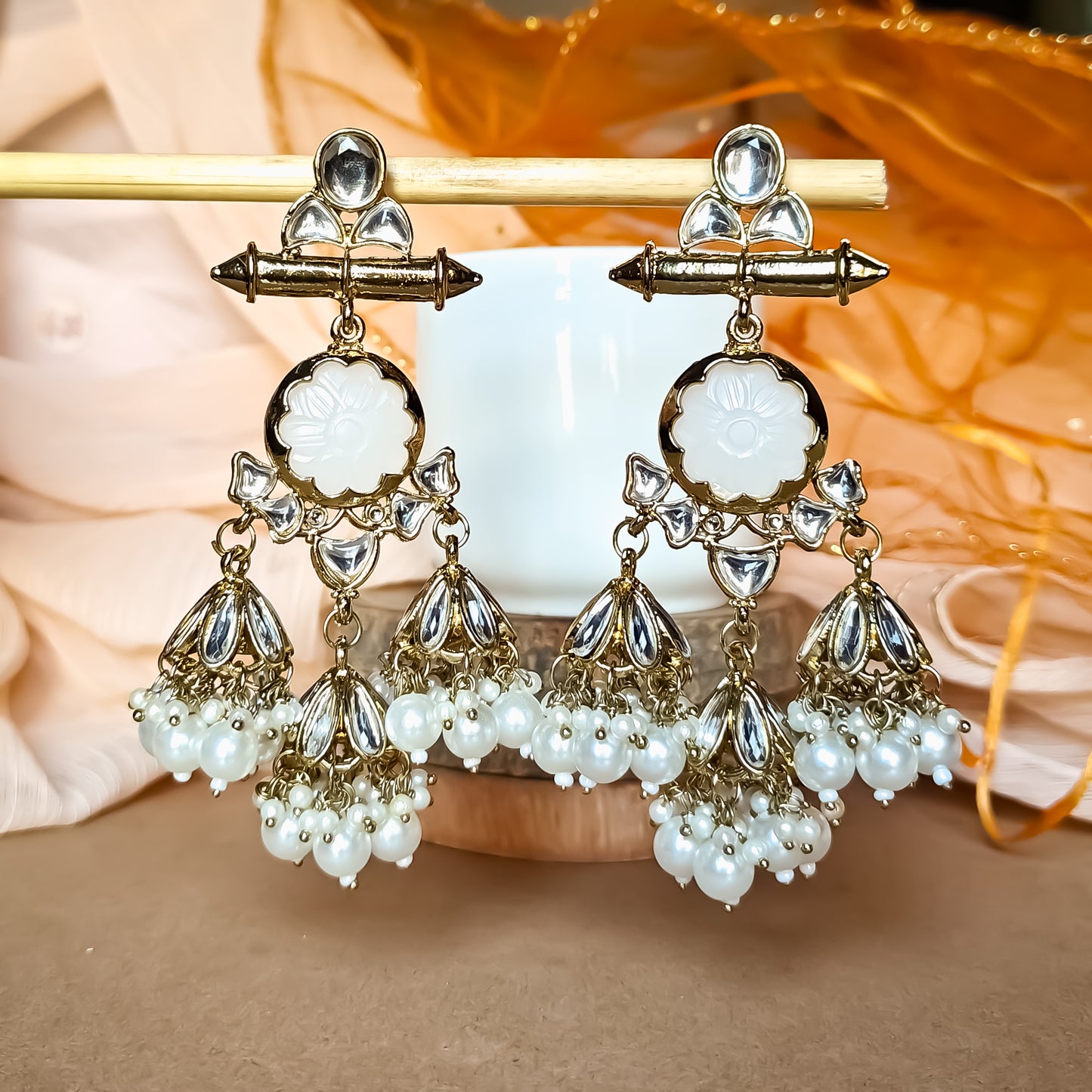 Sayani Chandbali Jhumka Earrings Golden