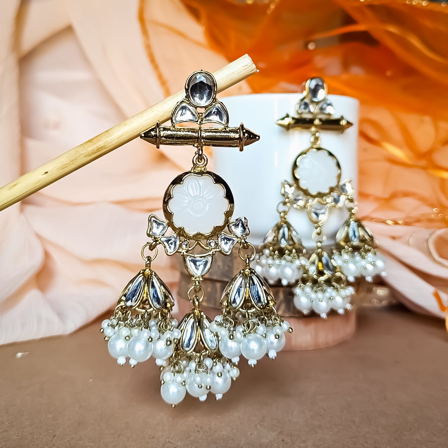 Sayani Chandbali Jhumka Earrings Golden