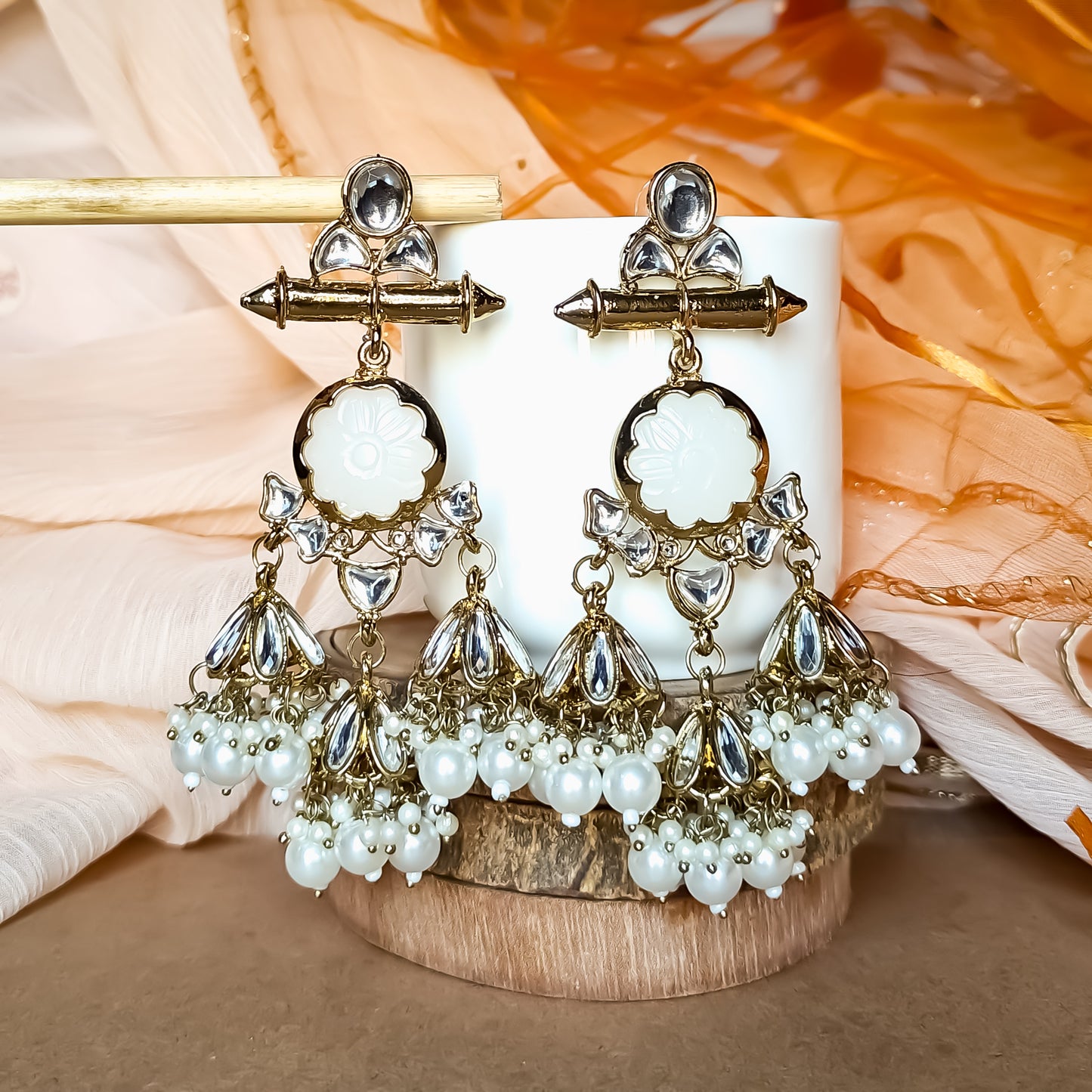 Sayani Chandbali Jhumka Earrings Golden