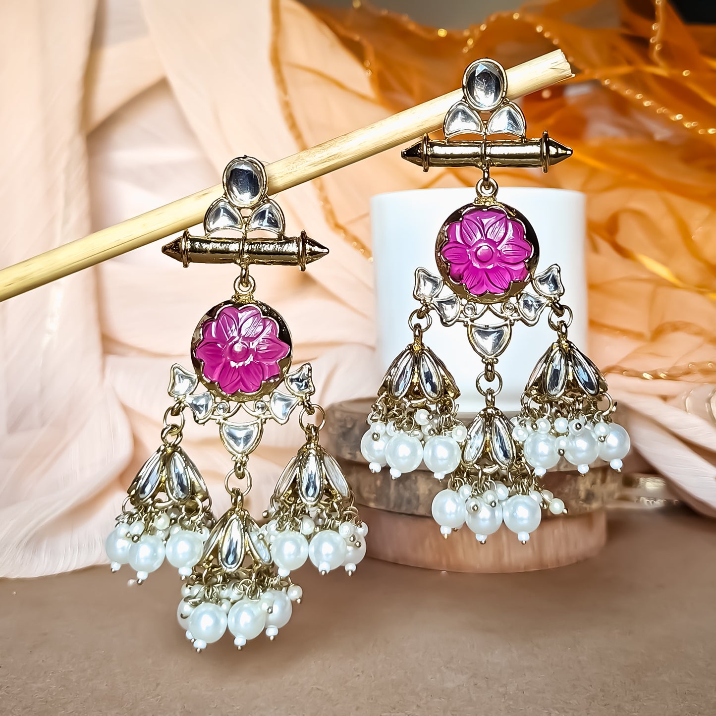 Sayani Chandbali Jhumka Earrings- Purple