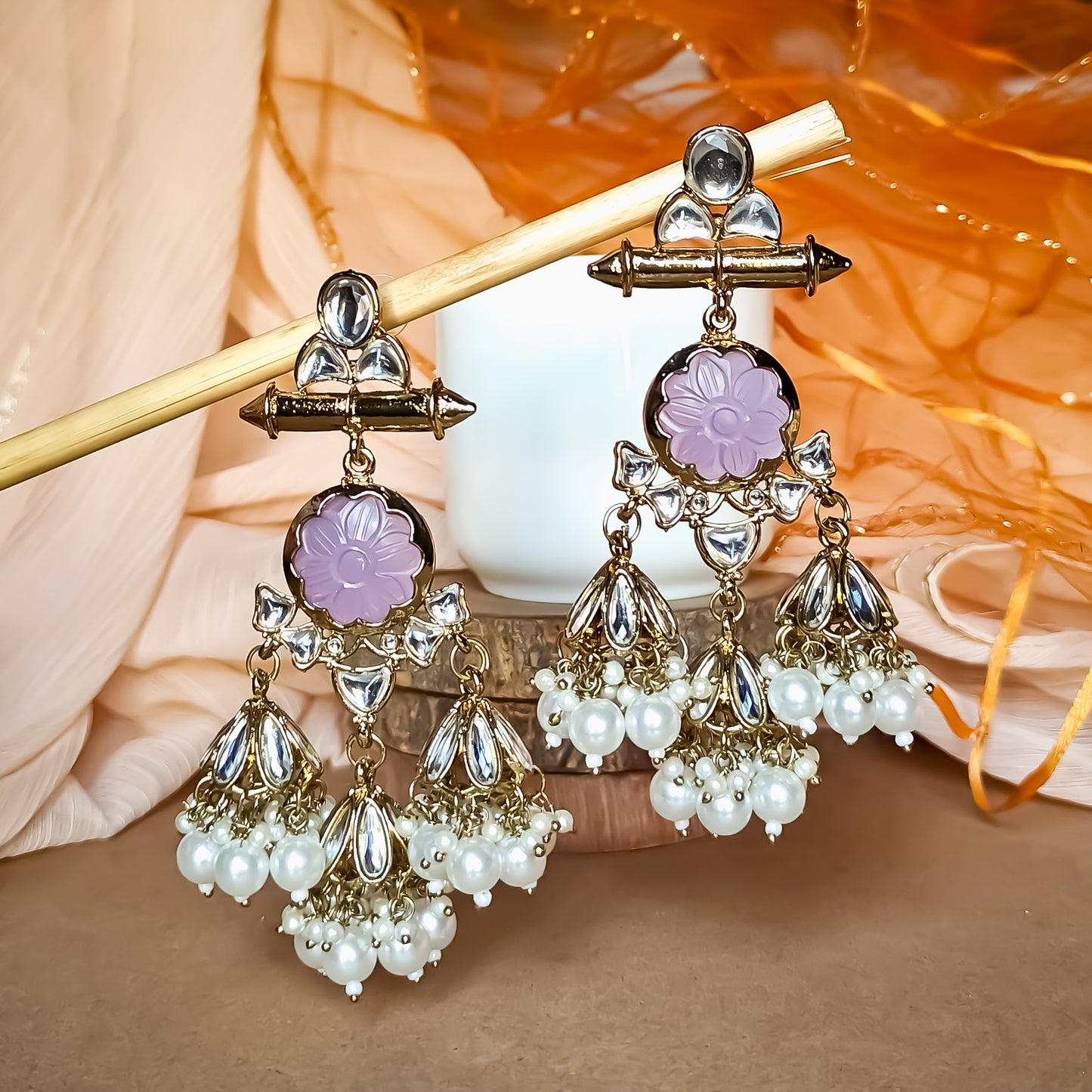 Sayani Chandbali Jhumka Earrings Lavender
