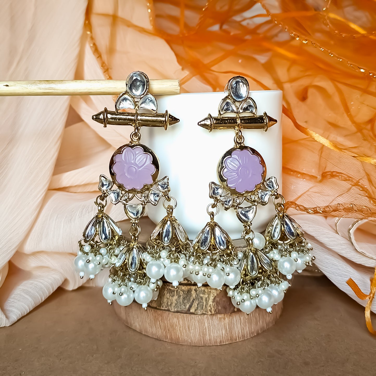 Sayani Chandbali Jhumka Earrings Lavender