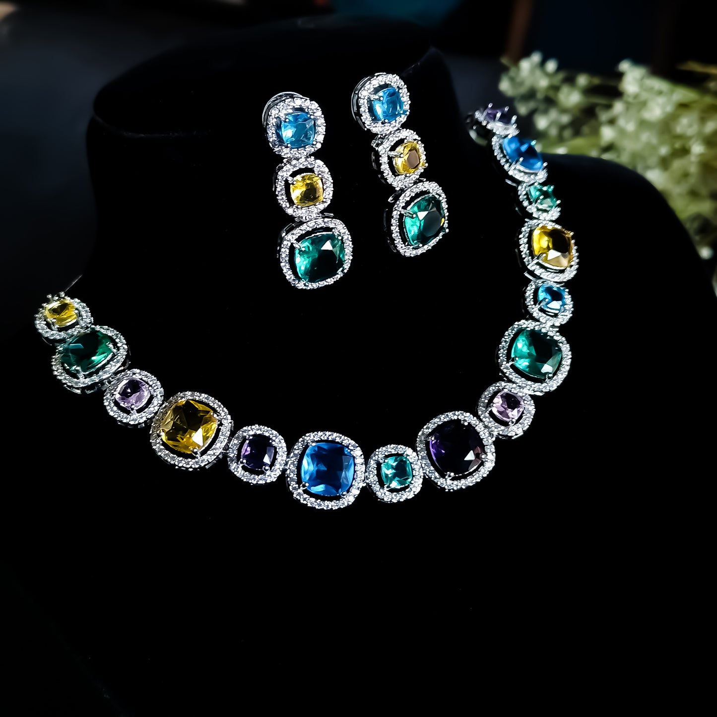 Rhea AD Necklace Set - Multi (Assorted Ad Colors )