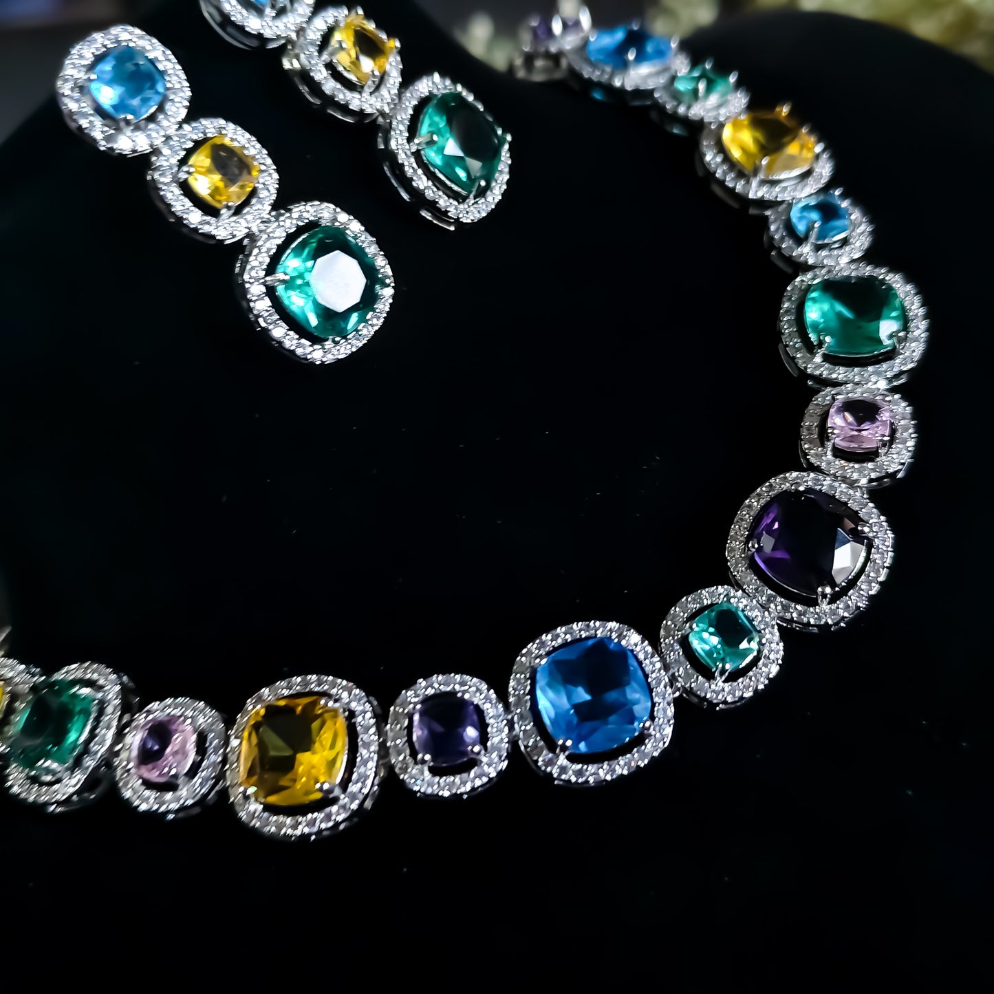 Rhea AD Necklace Set - Multi (Assorted Ad Colors )