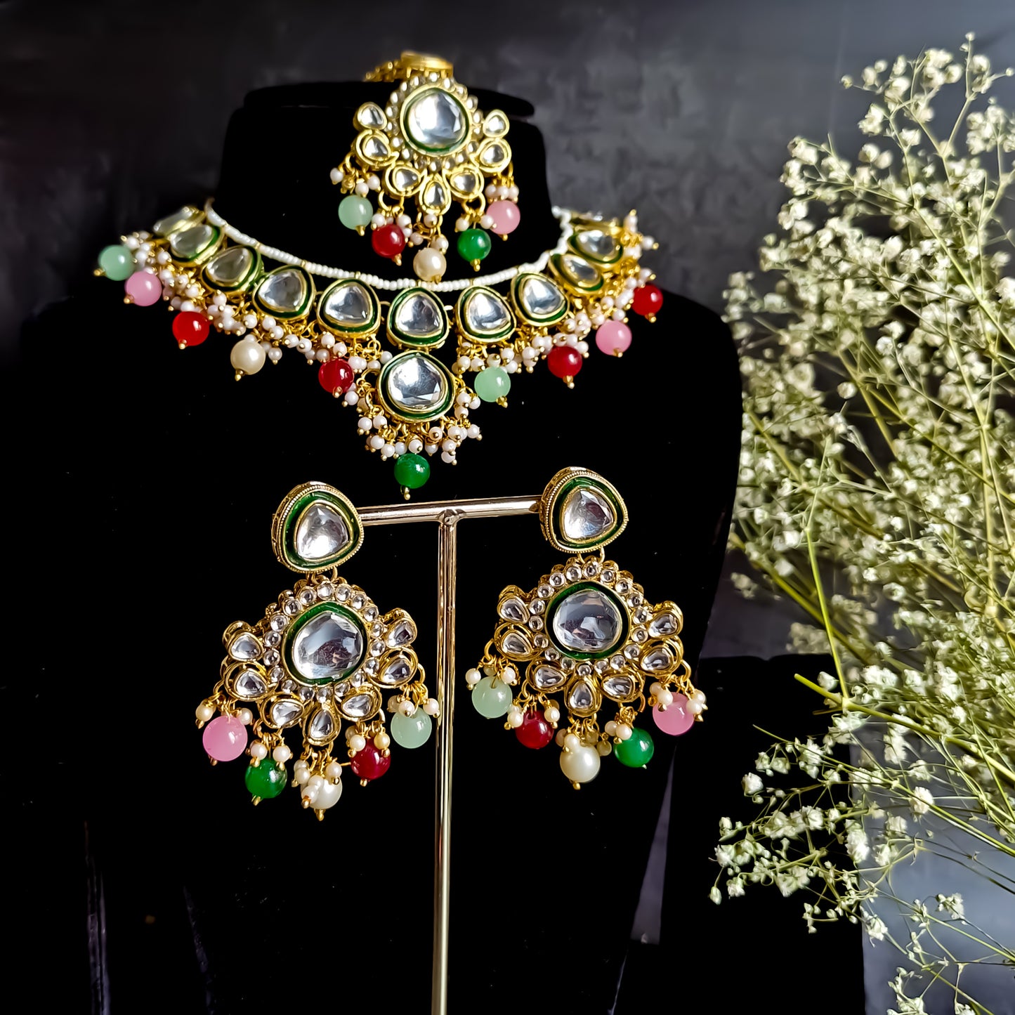 Sumona Kundan Necklace Set Multi