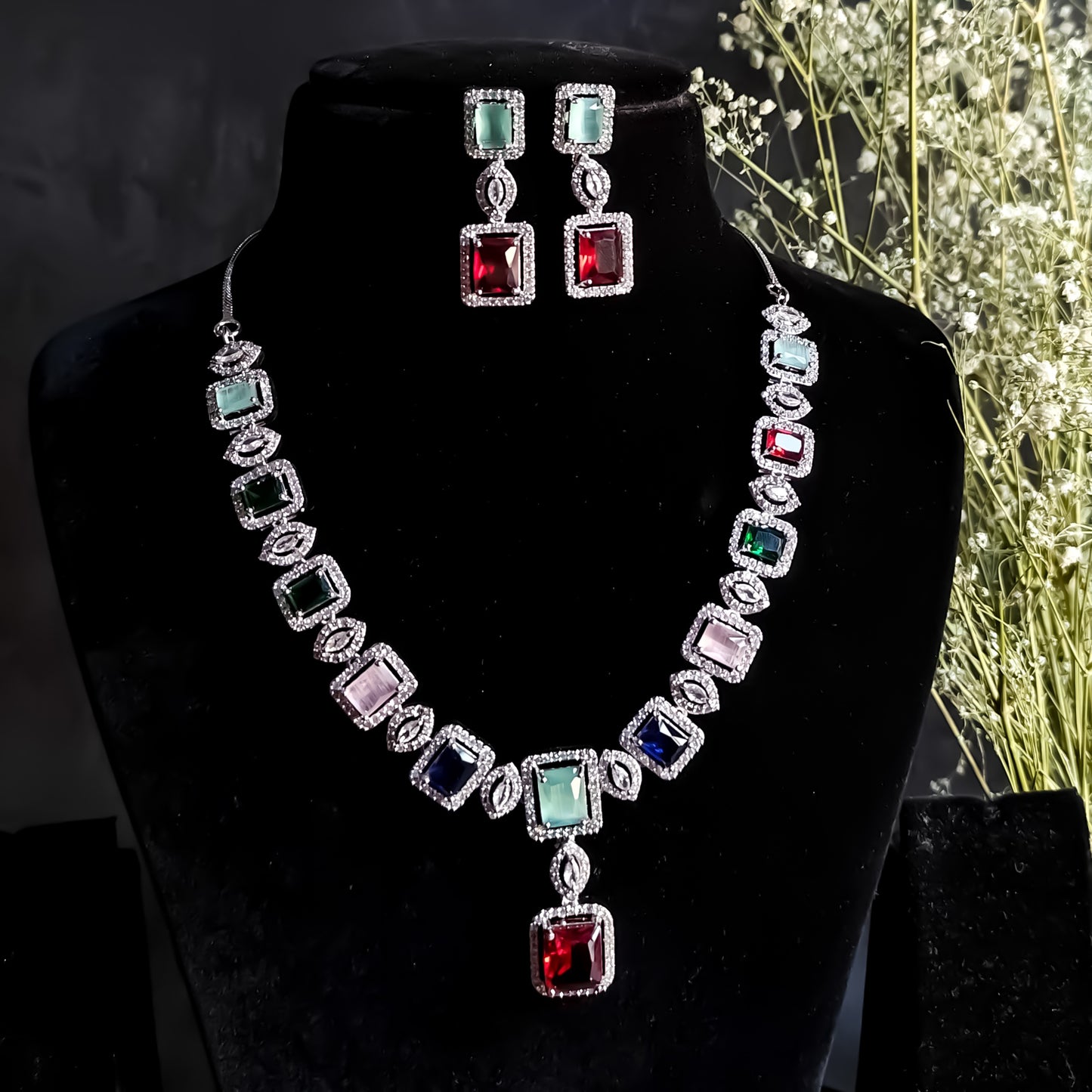 Alice Premium American Diamond (AD) Necklace Set