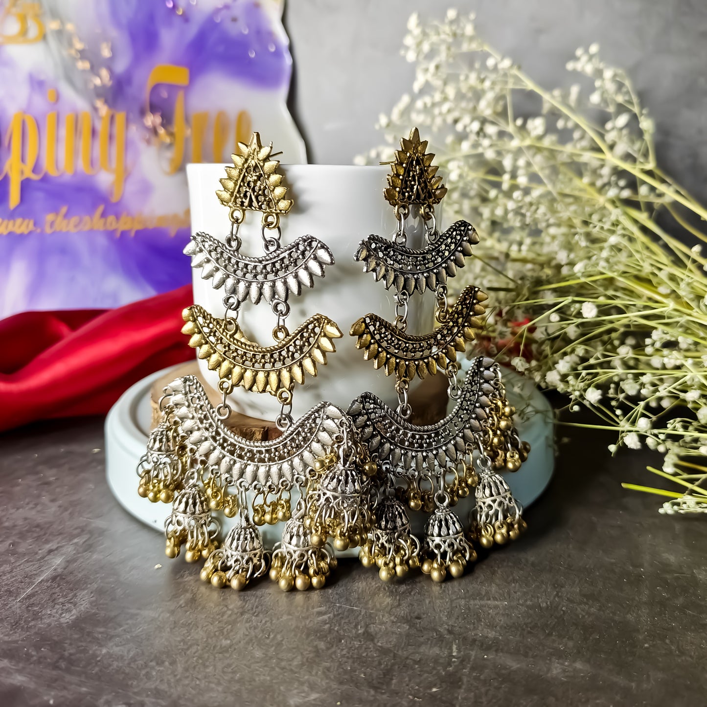 Naira Inspired Dual Tone Earrings