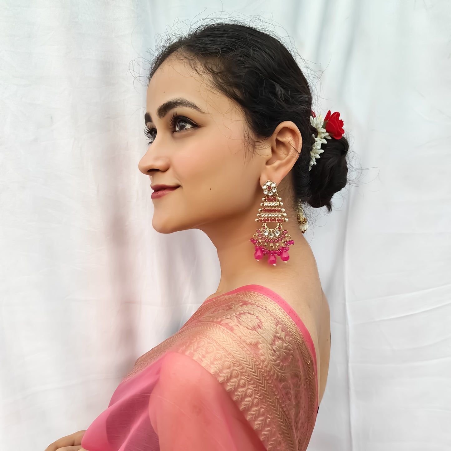 Kuhu Designer Earrings Hot Pink