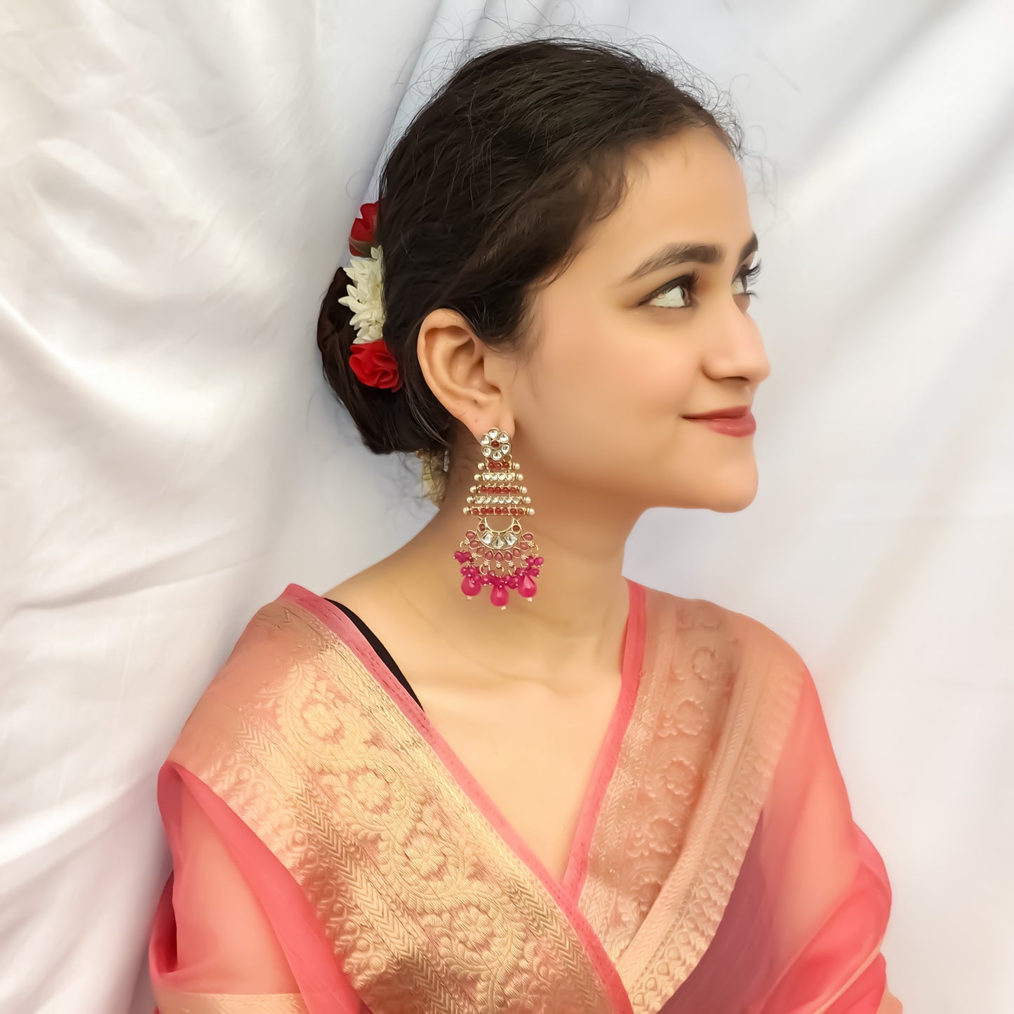 Kuhu Designer Earrings Hot Pink