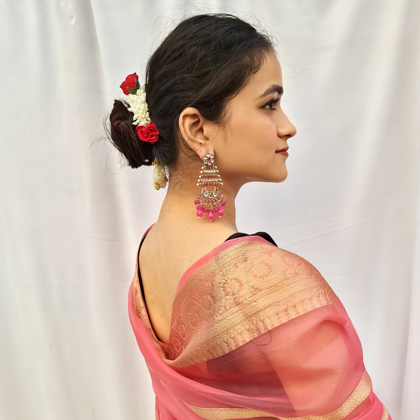 Kuhu Designer Earrings Hot Pink