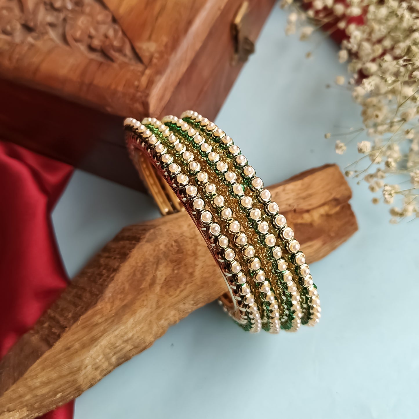 Inaya Pearl Bangle Set of 4