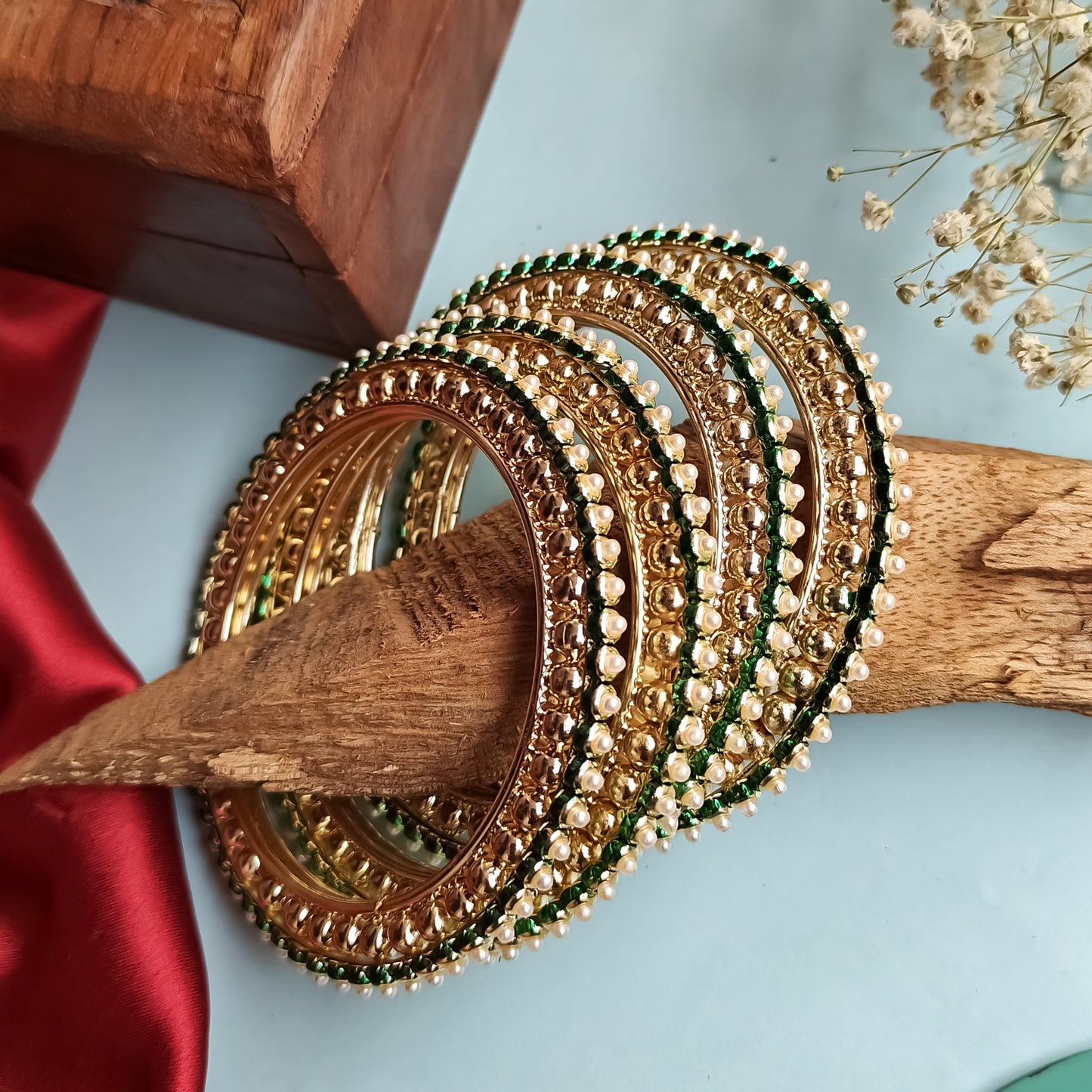 Inaya Pearl Bangle Set of 4