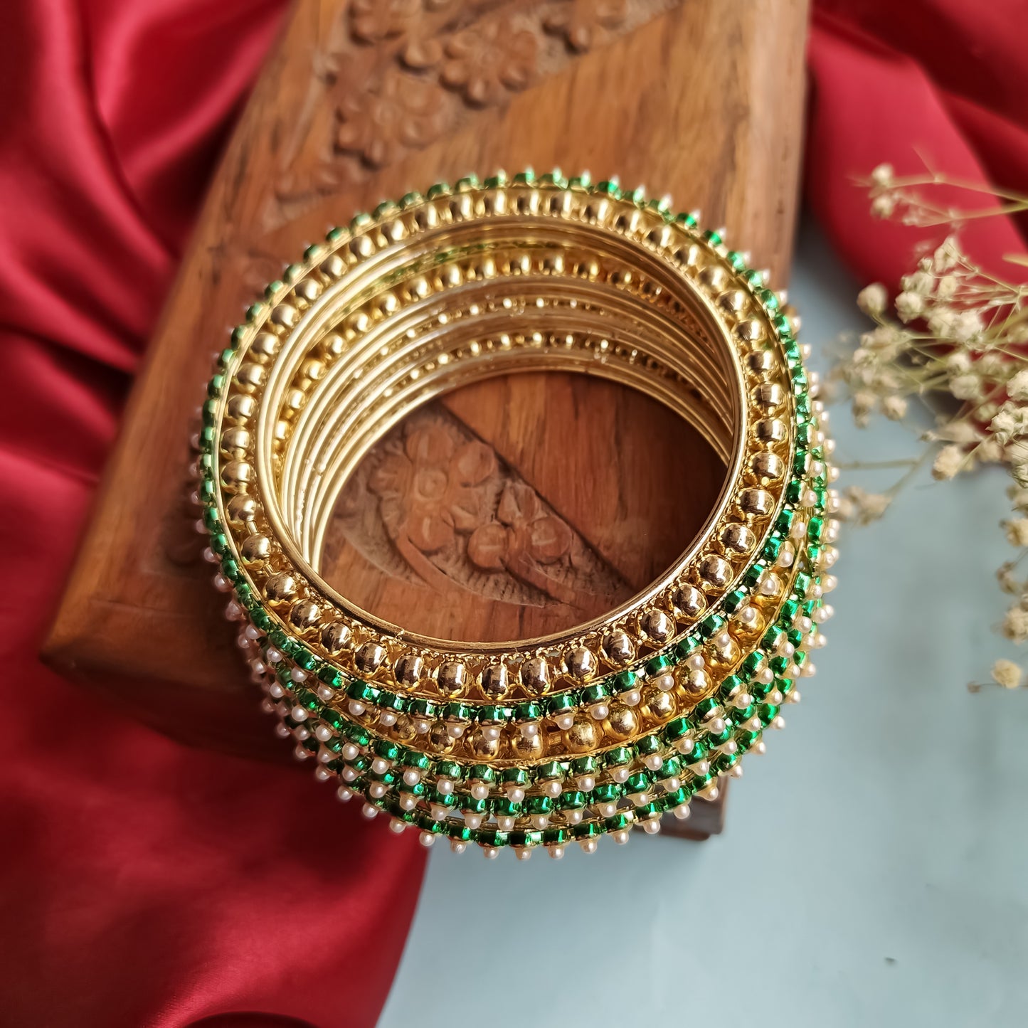 Inaya Pearl Bangle Set of 4