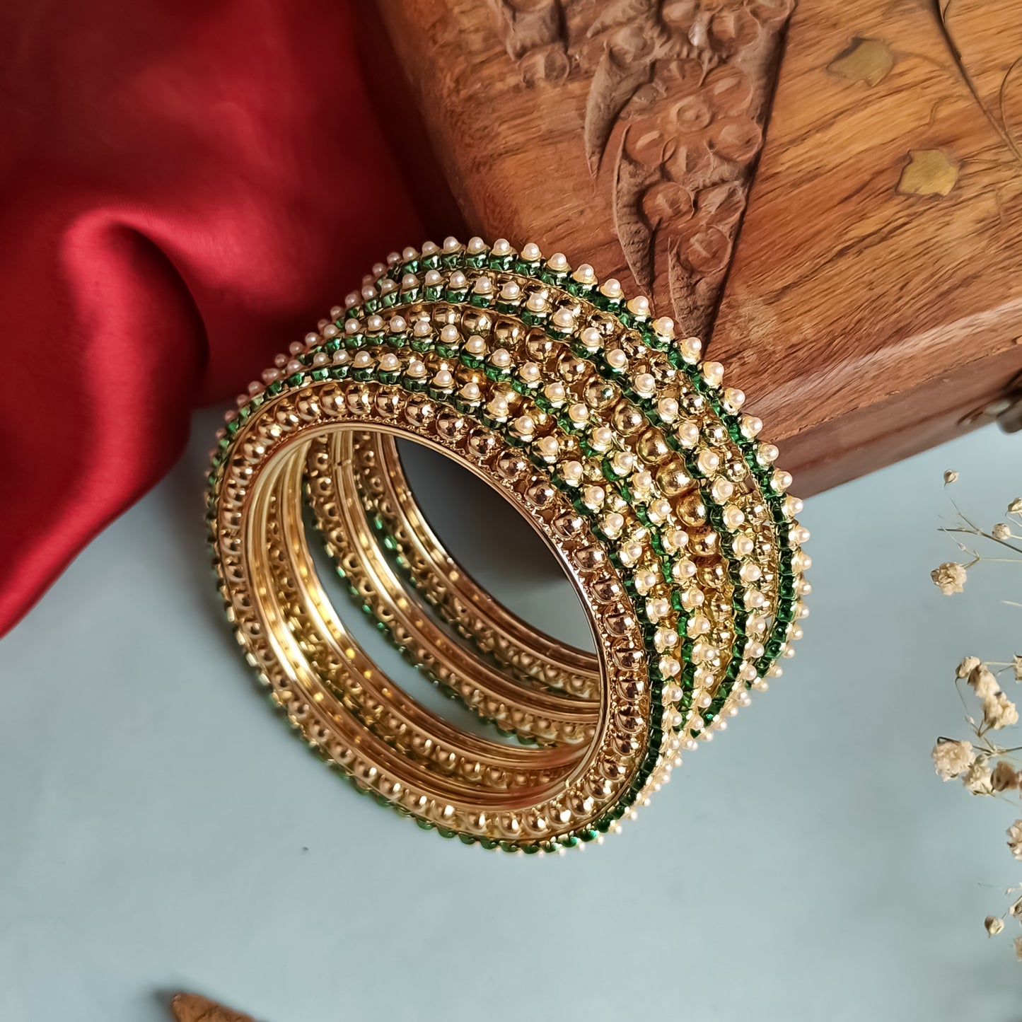 Inaya Pearl Bangle Set of 4