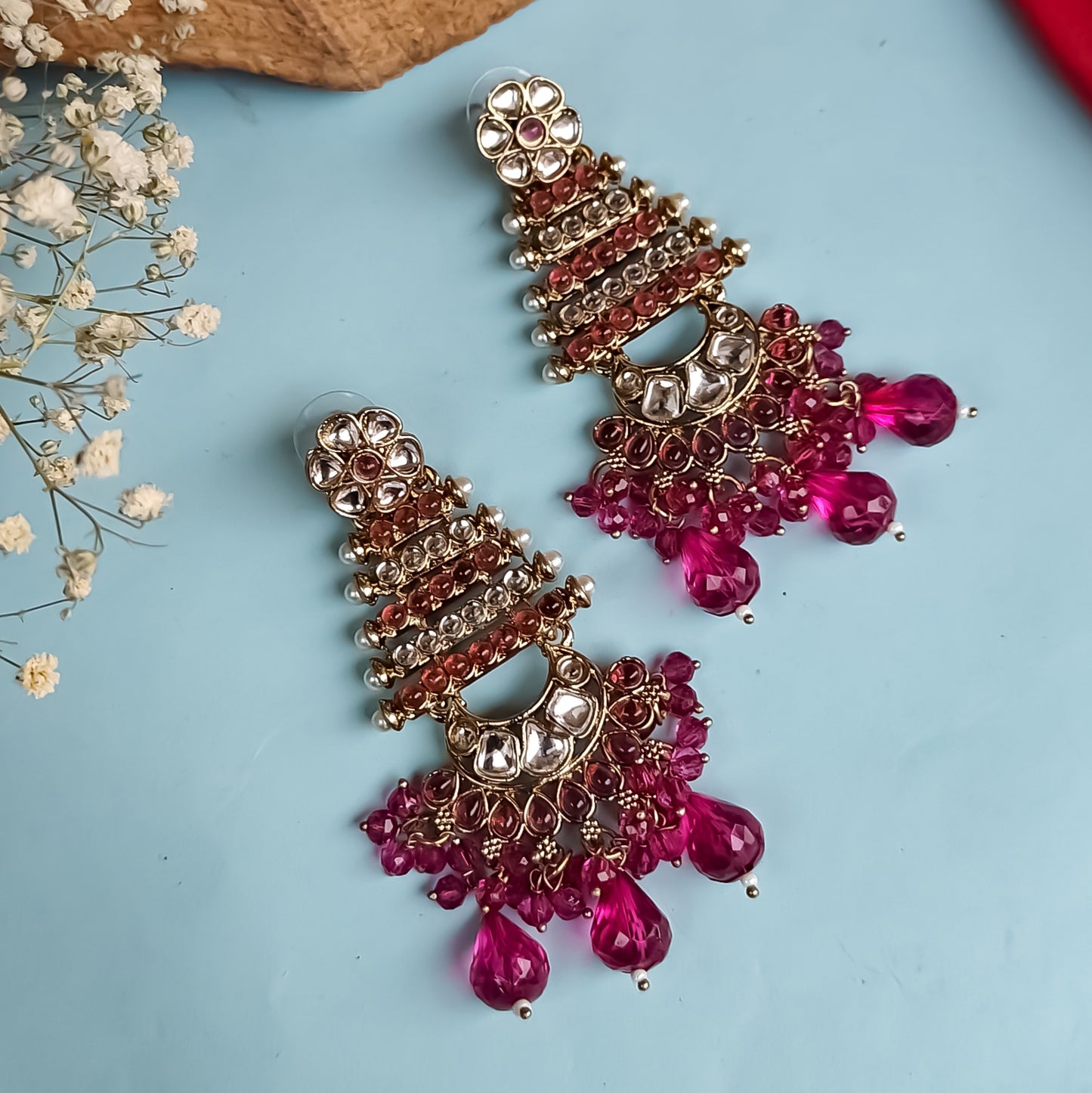 Kuhu Designer Earrings Wine
