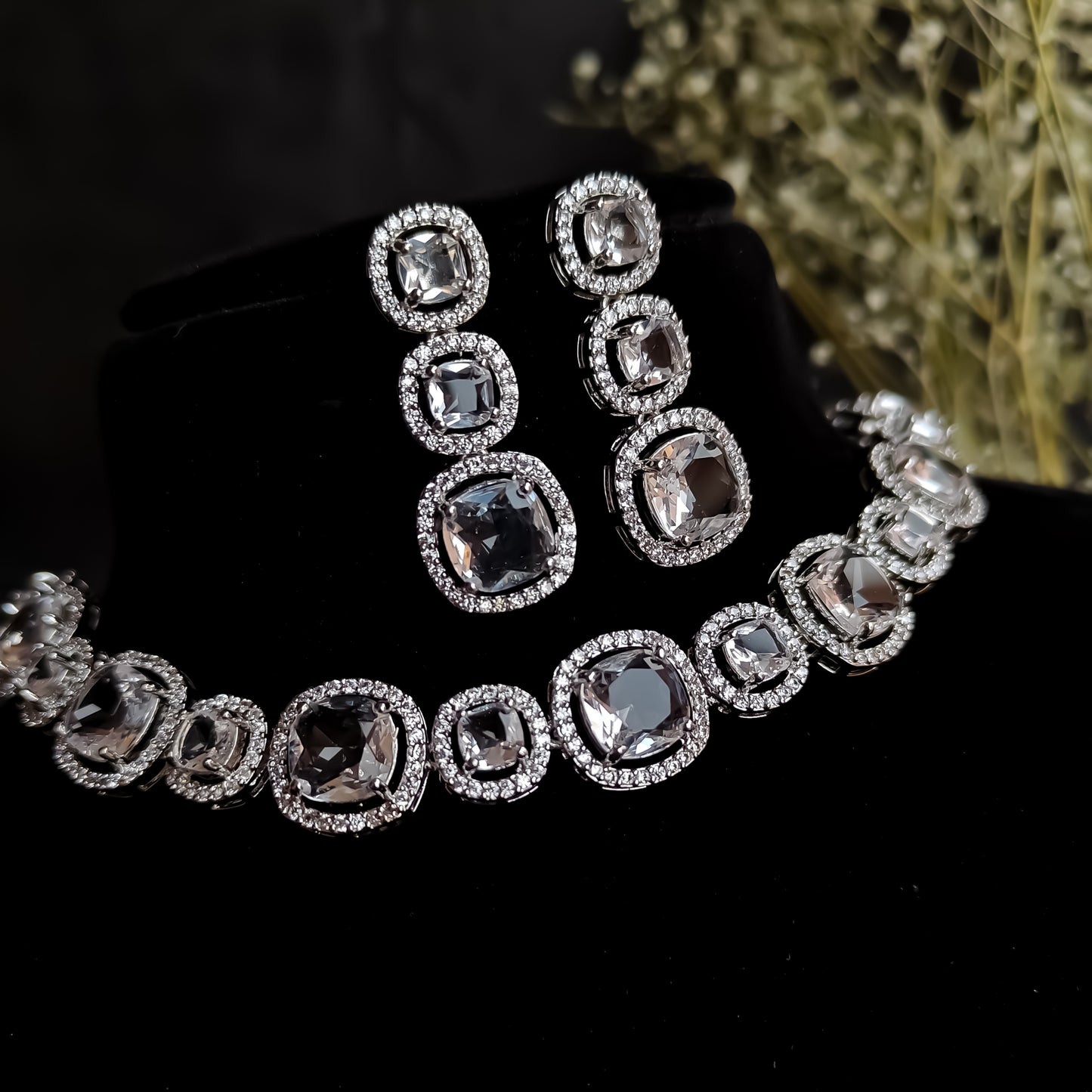 Rhea AD Necklace Set Crystal White