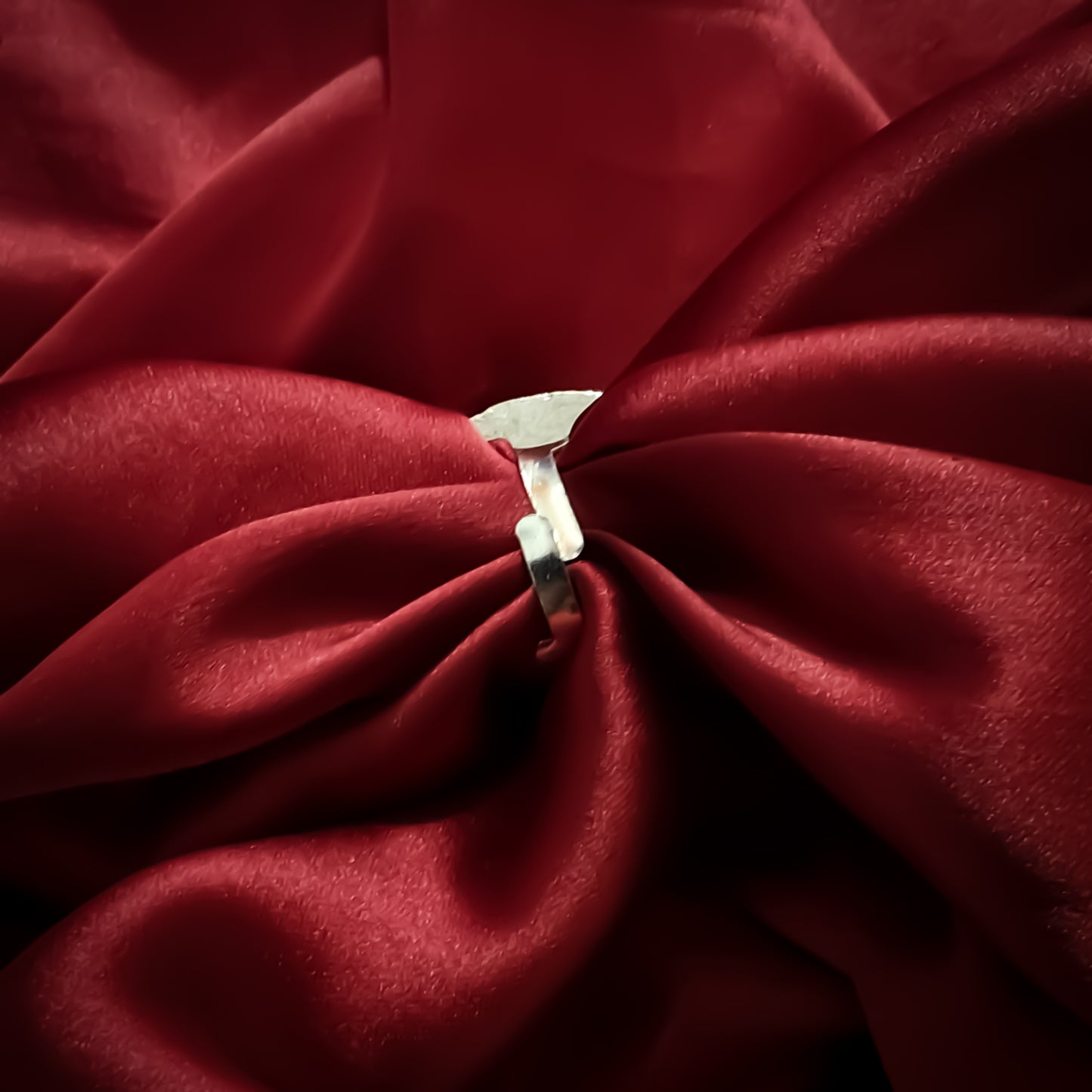 Carved Silver Round GS Adjustable Ring