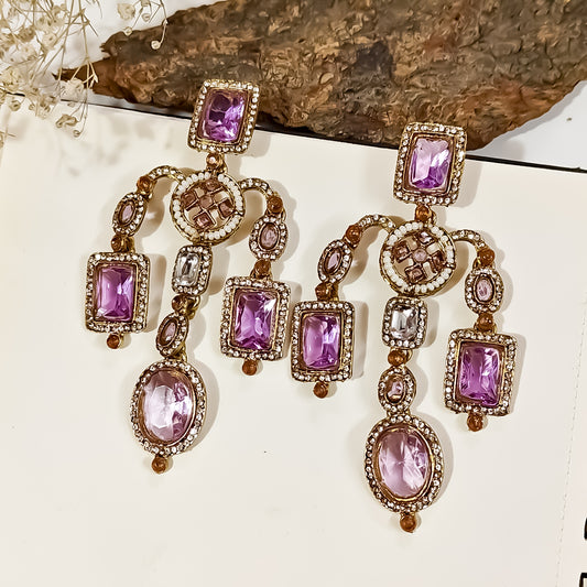 Ankita Inspired Drop Earrings - Lavender