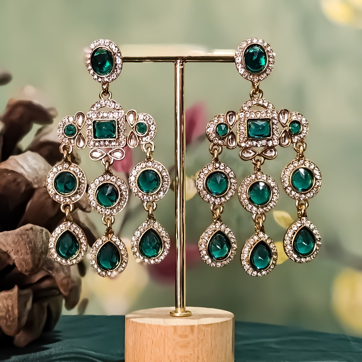 Davi Dangler Earrings - Peacock Blue