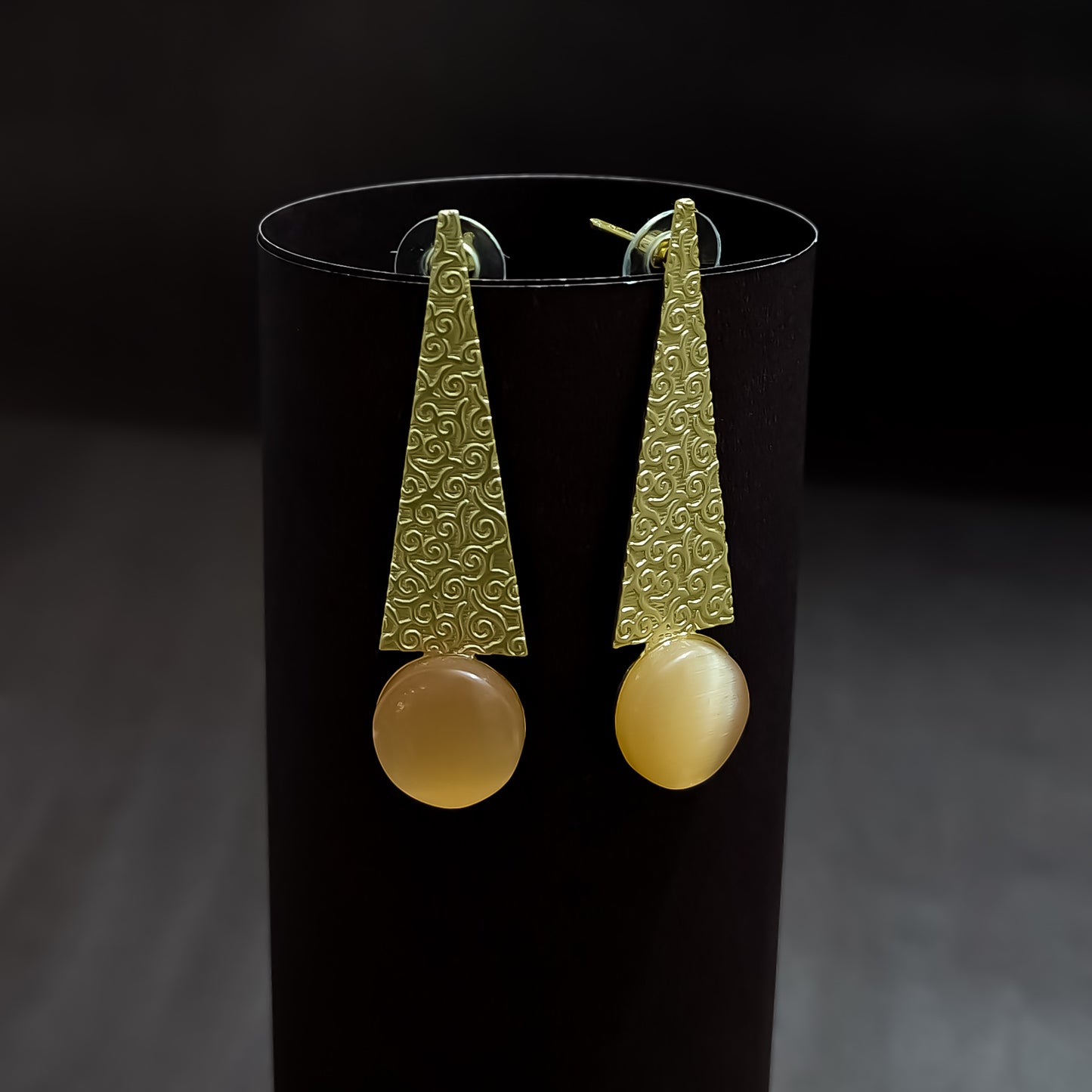 Kimaya Handcrafted Brass Earrings - Peach