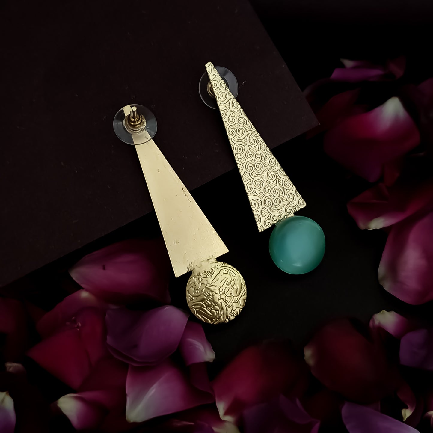 Kimaya Handcrafted Brass Earrings - Pastel Green