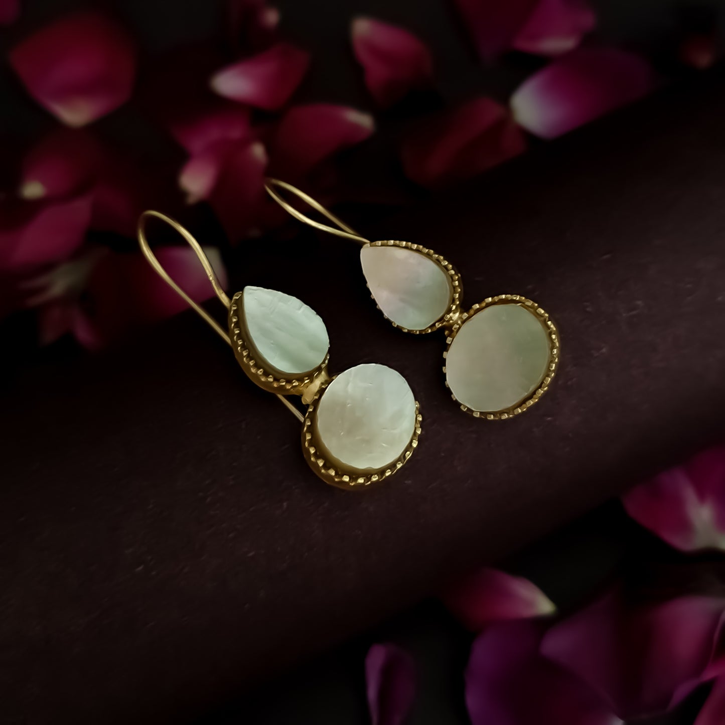 Natural Mother of Pearls (MOP) Handcrafted Brass Earrings