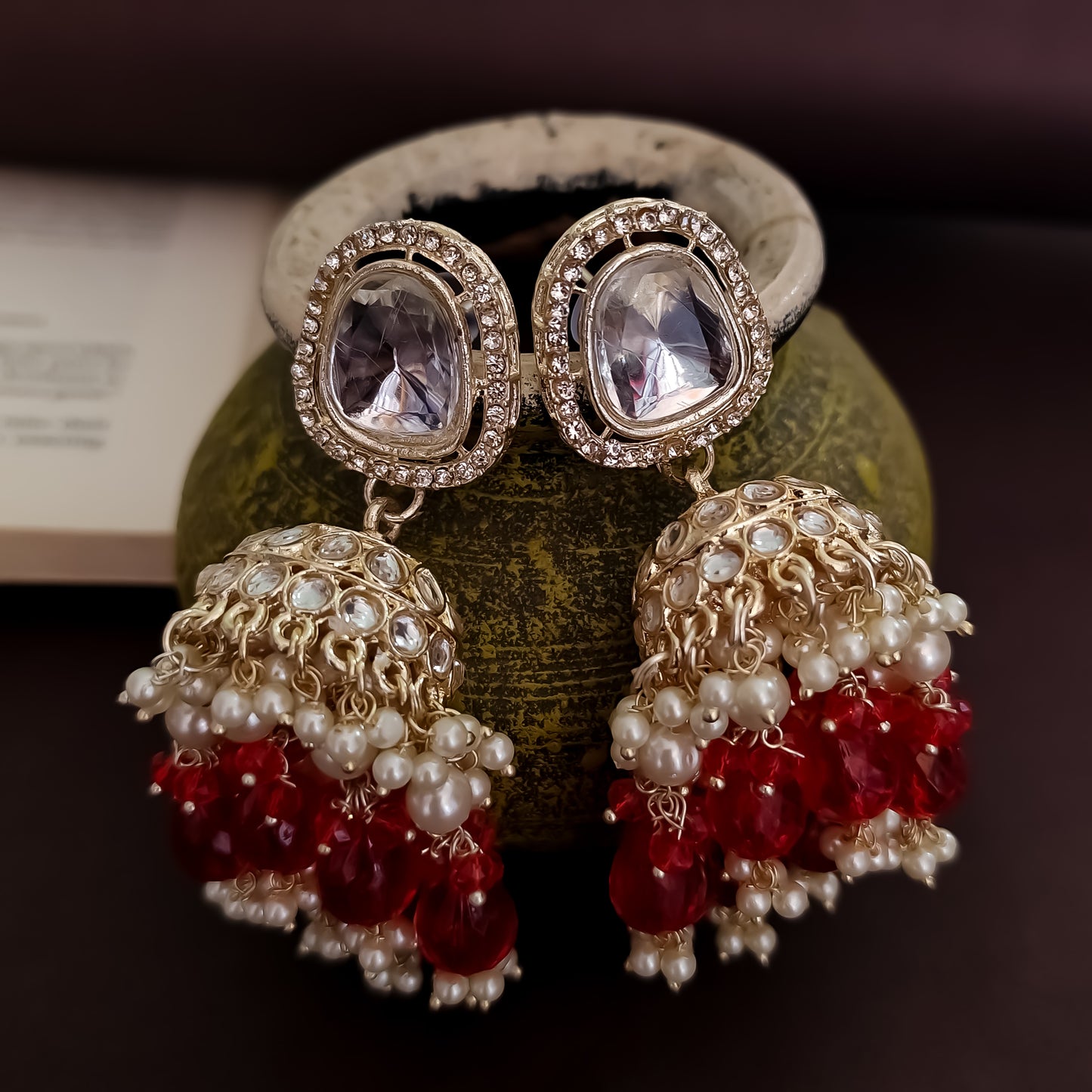 Anika Pearl Necklace Set - Red