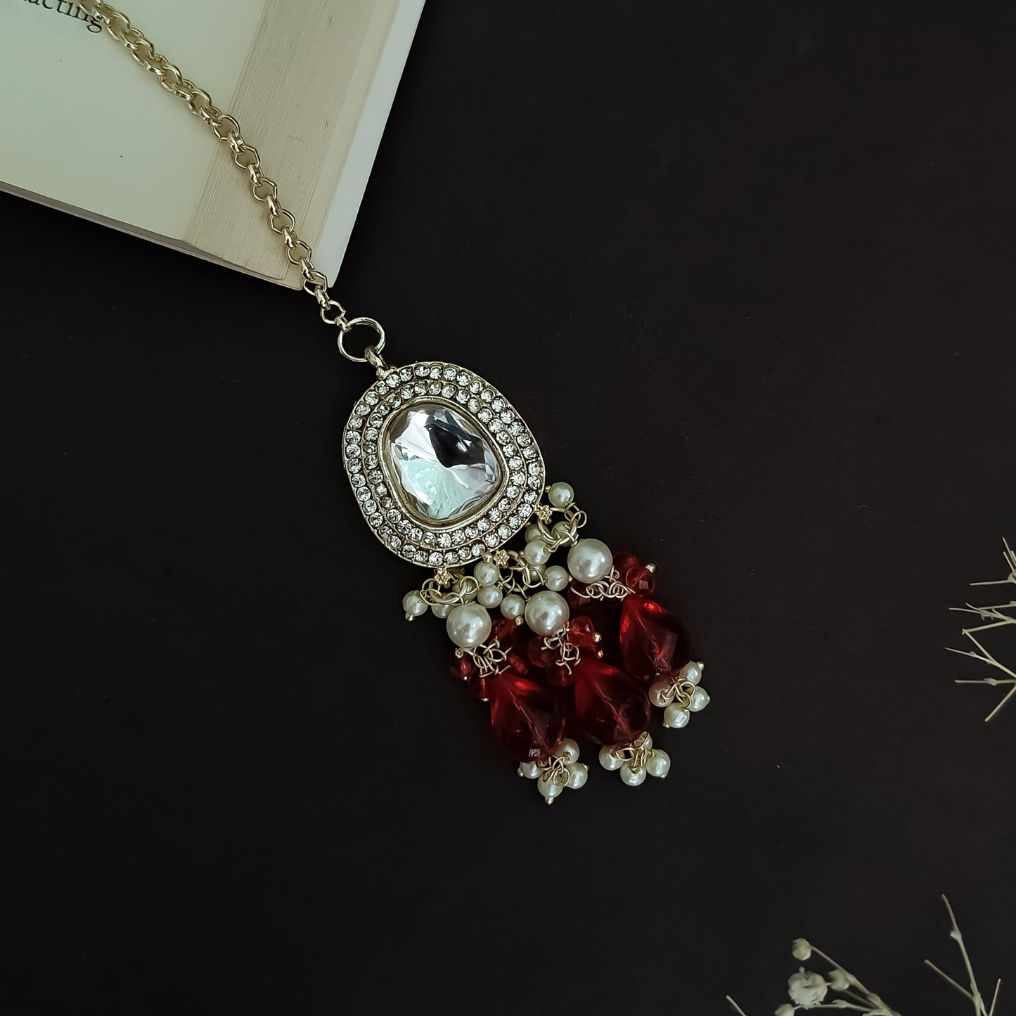 Anika Pearl Necklace Set - Red