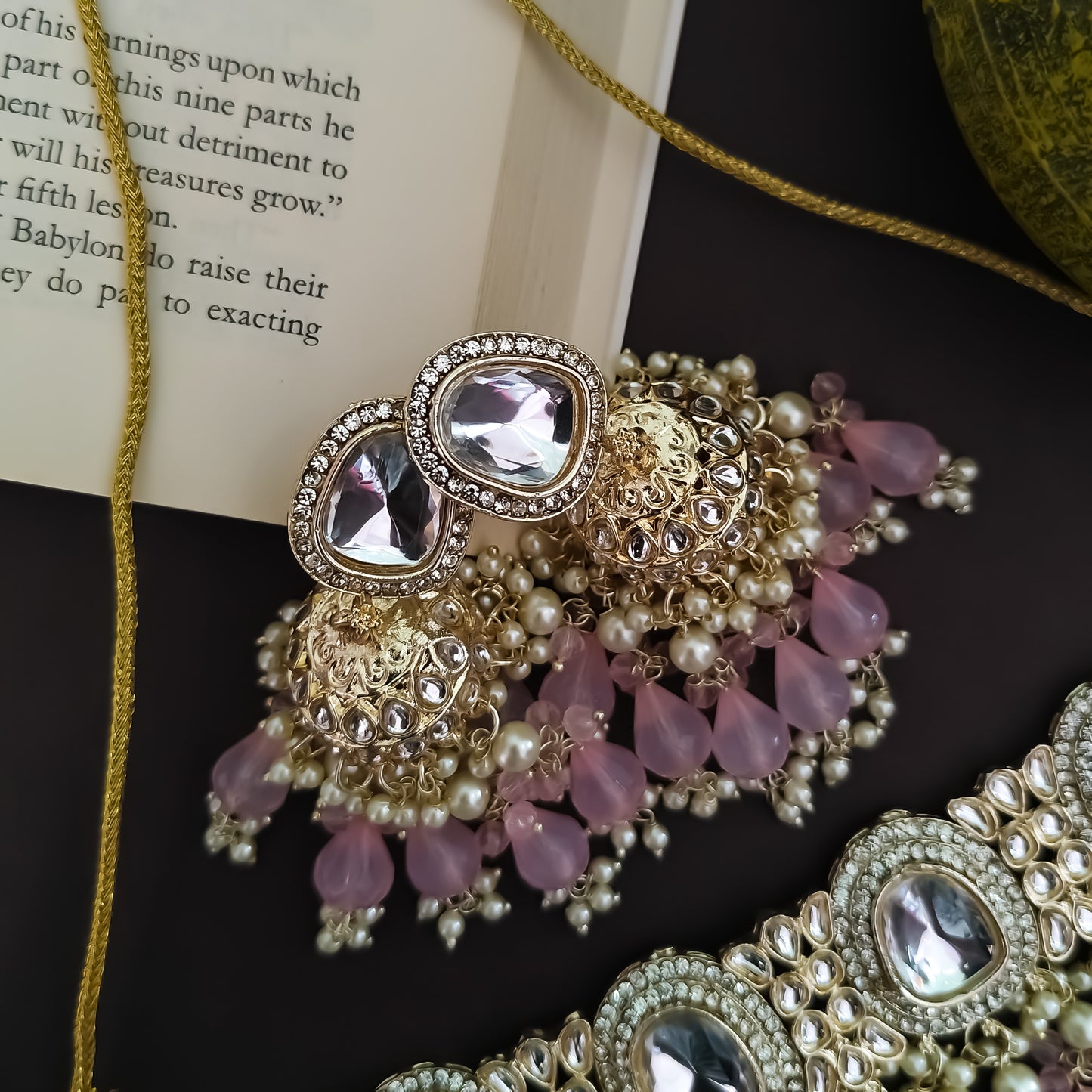 Anika Pearl Necklace Set- Lavender