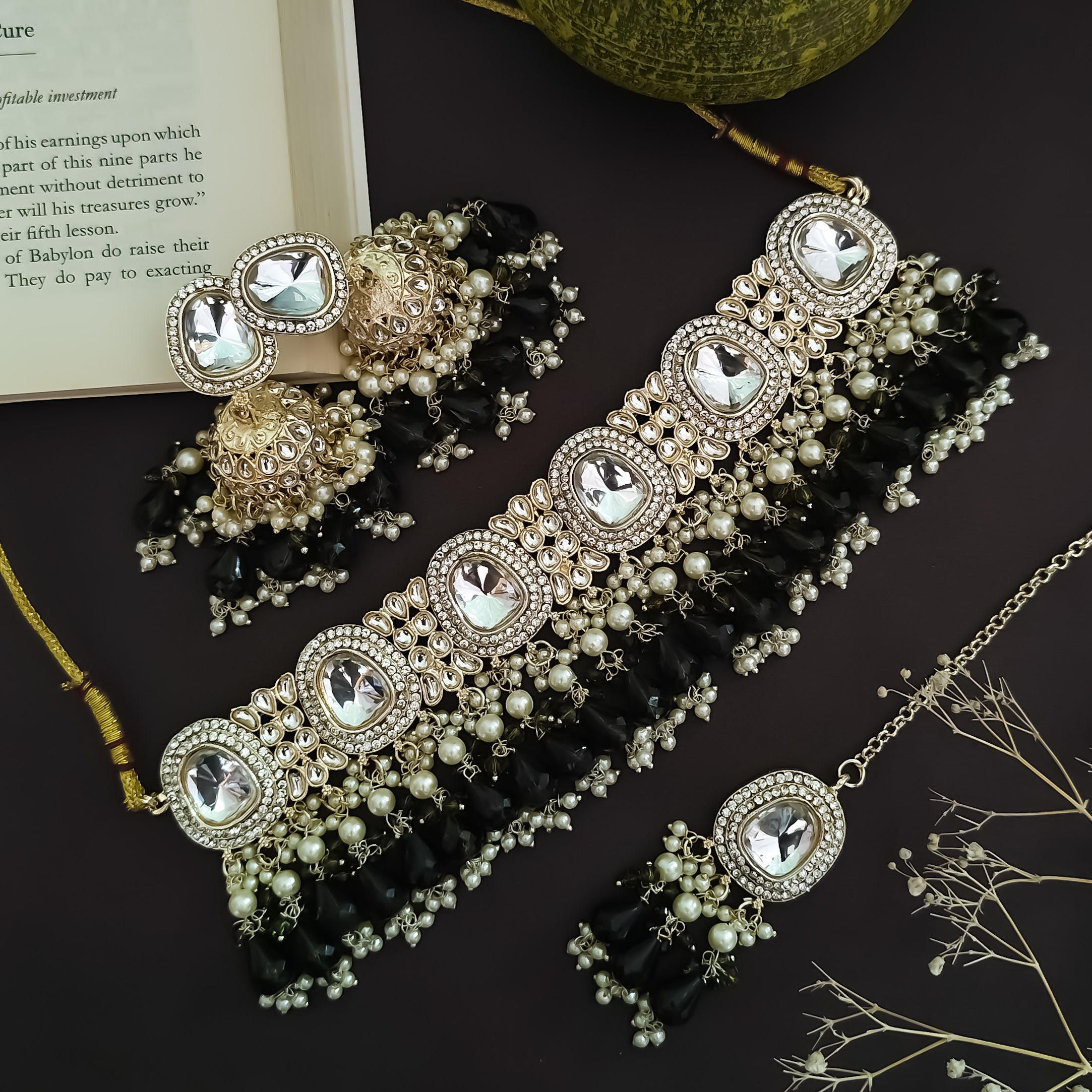 Anika Pearl Necklace Set Mehendi Green – The Shopping Tree