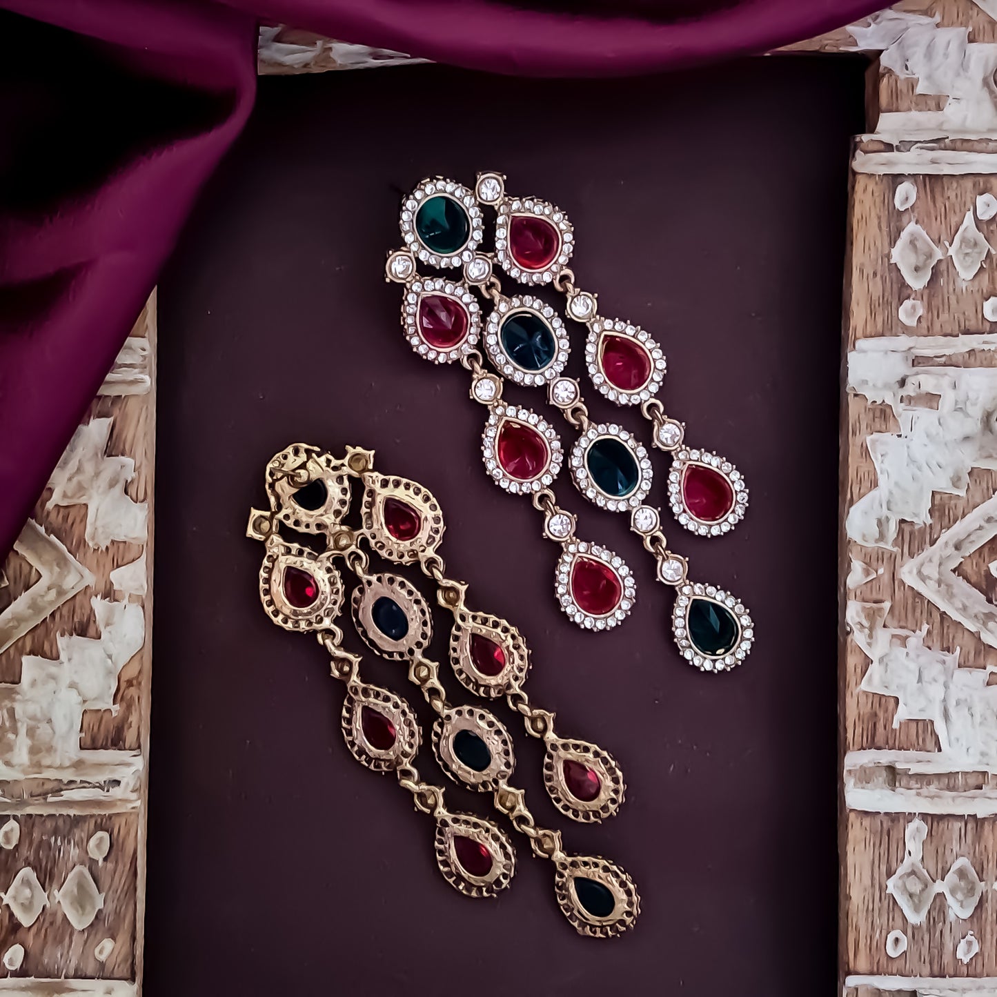 Anvi Dangler Lightweight Earring- Pink & Green