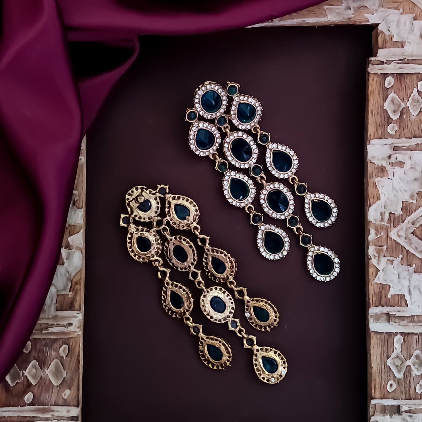 Anvi Dangler Lightweight Earring- Peacock Blue