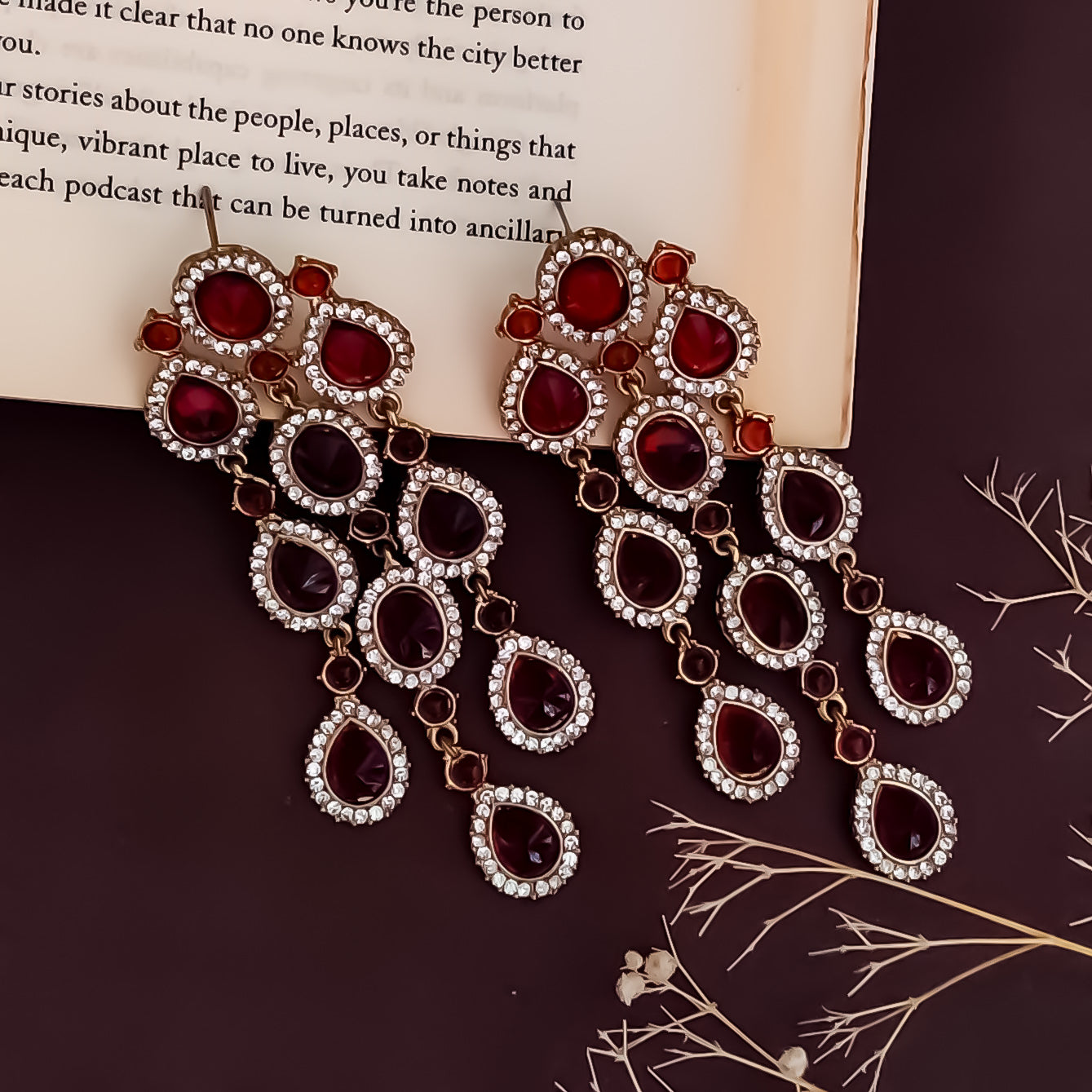 Anvi Dangler Lightweight Chandbali Earring- Maroon