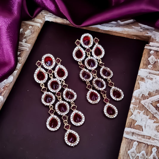 Anvi Dangler Lightweight Earring-  Maroon
