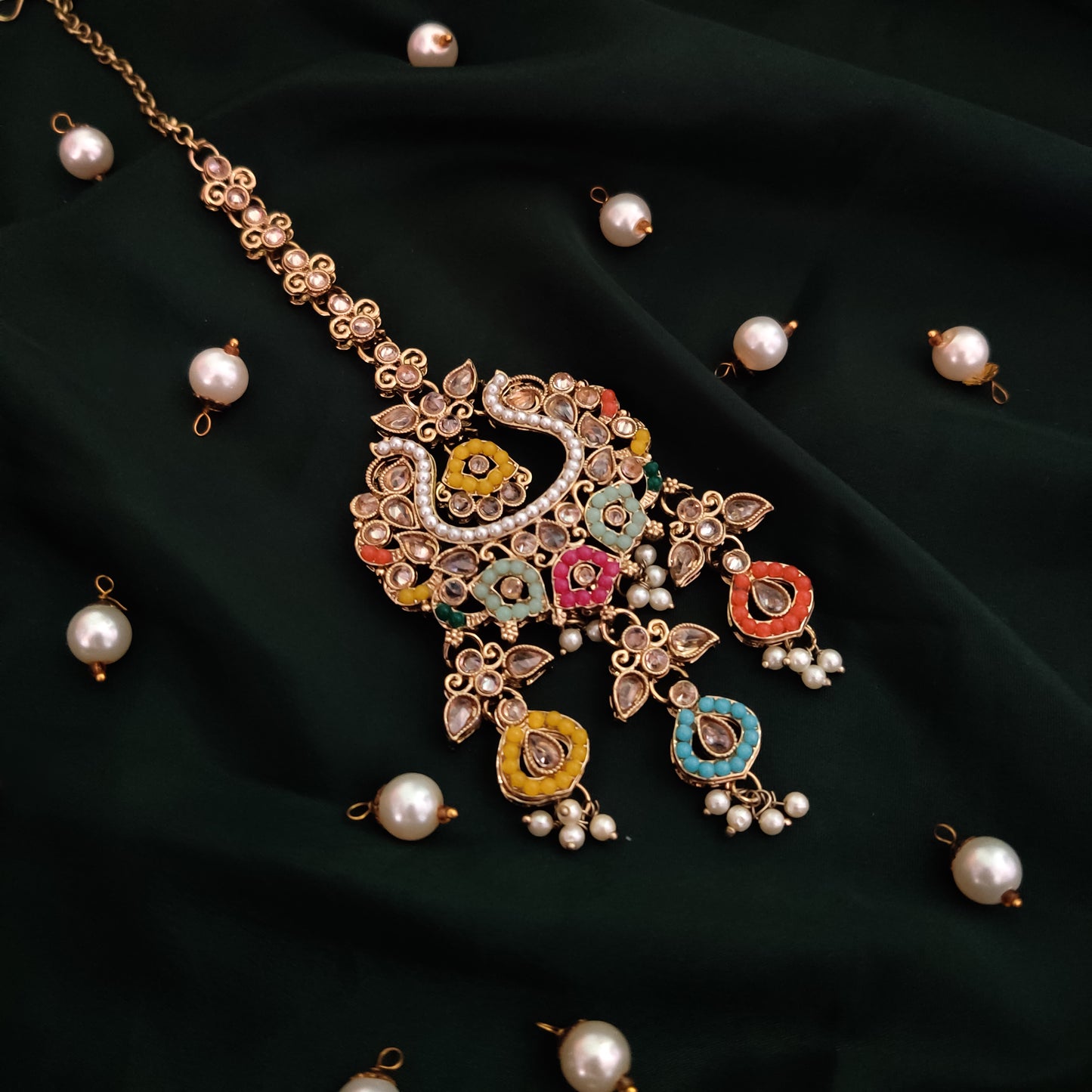 Rehan Jadau Reverse AD Necklace Set - Multi